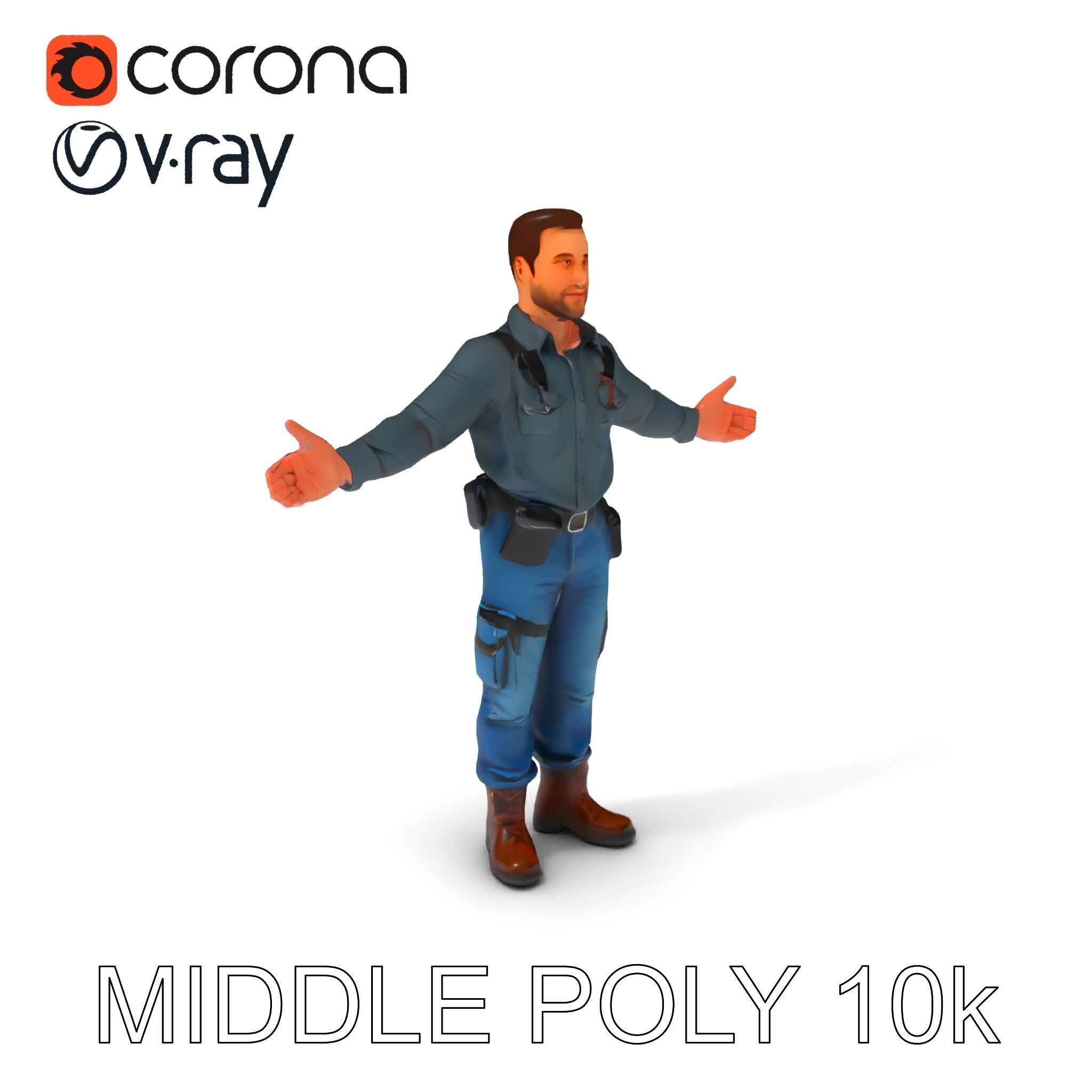 Explorer D Character Model with Adventureready Outfit Low-poly 3D model_11