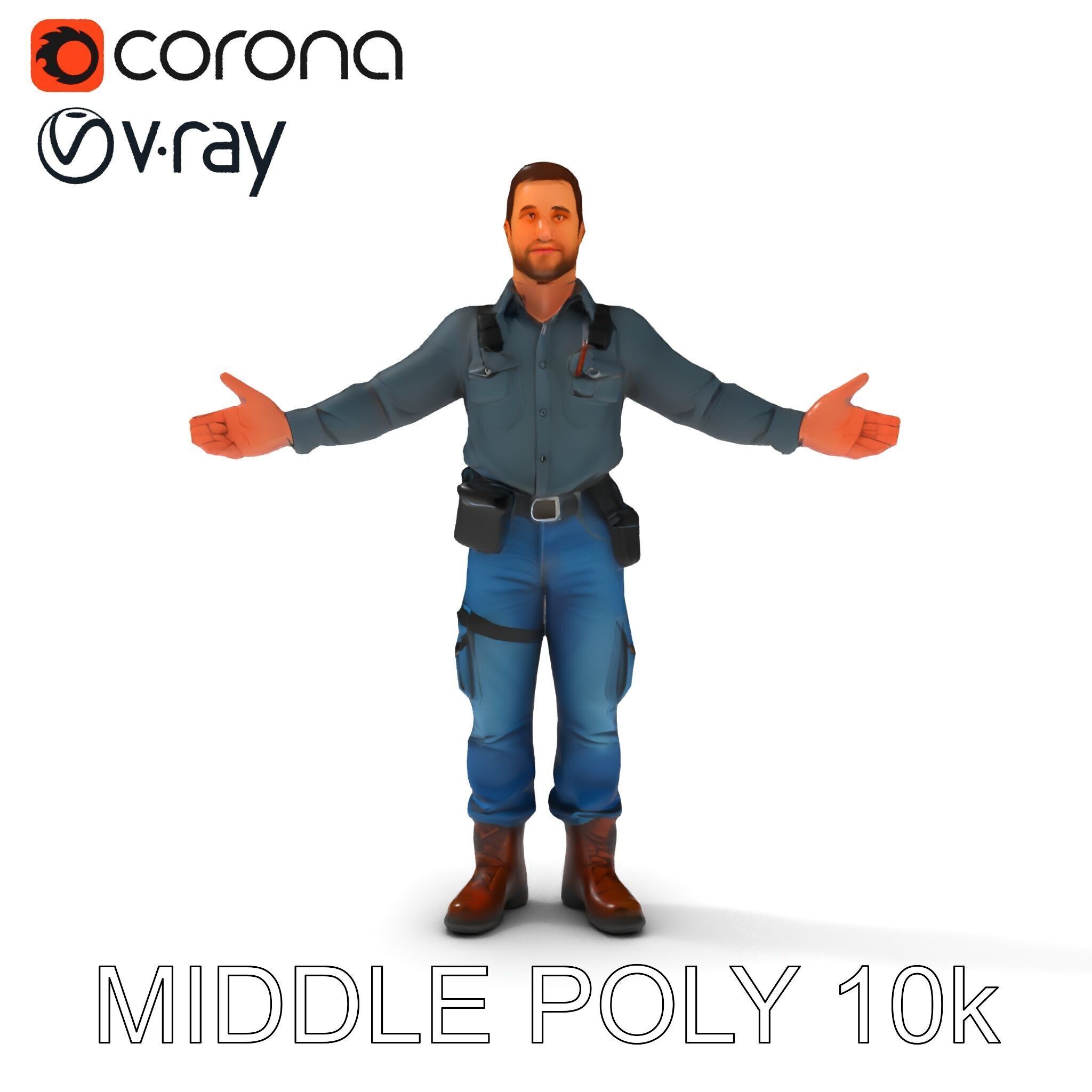 Explorer D Character Model with Adventureready Outfit Low-poly 3D model_37