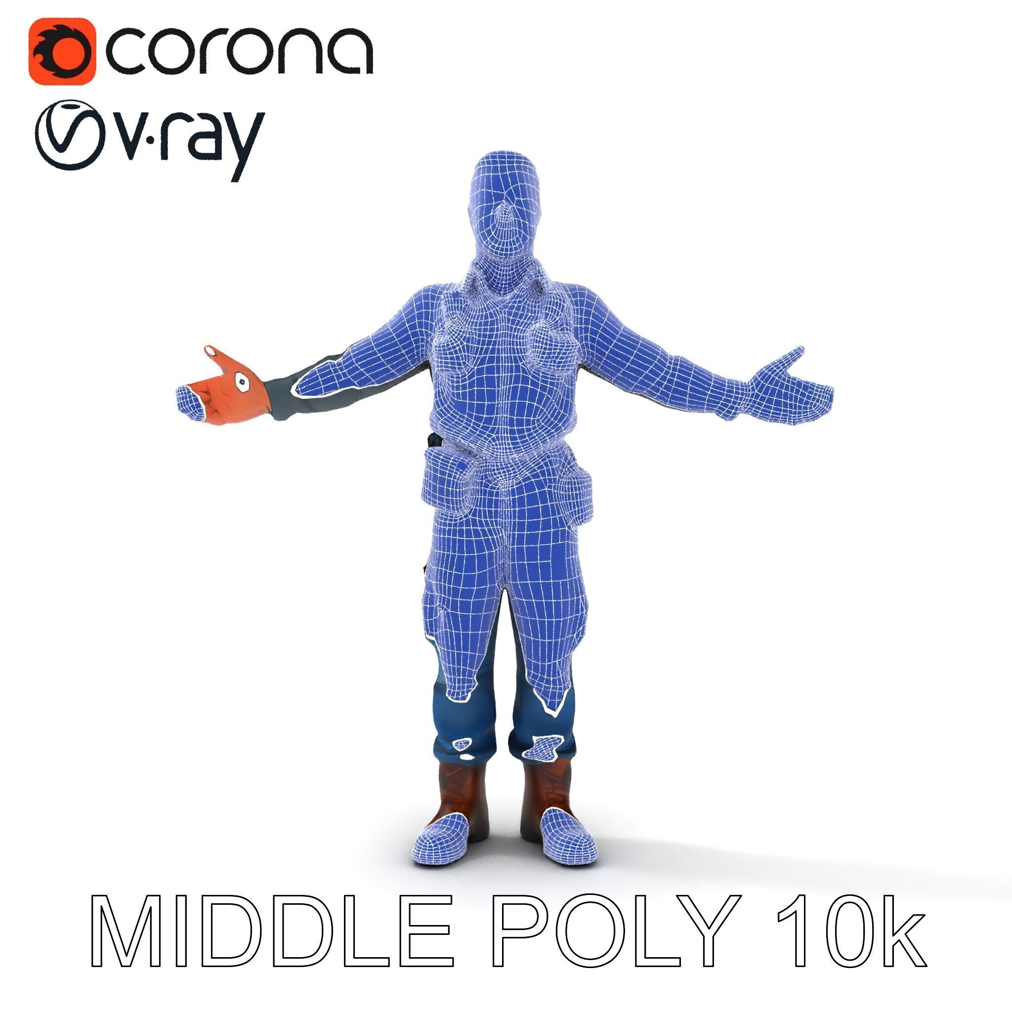 Explorer D Character Model with Adventureready Outfit Low-poly 3D model_32