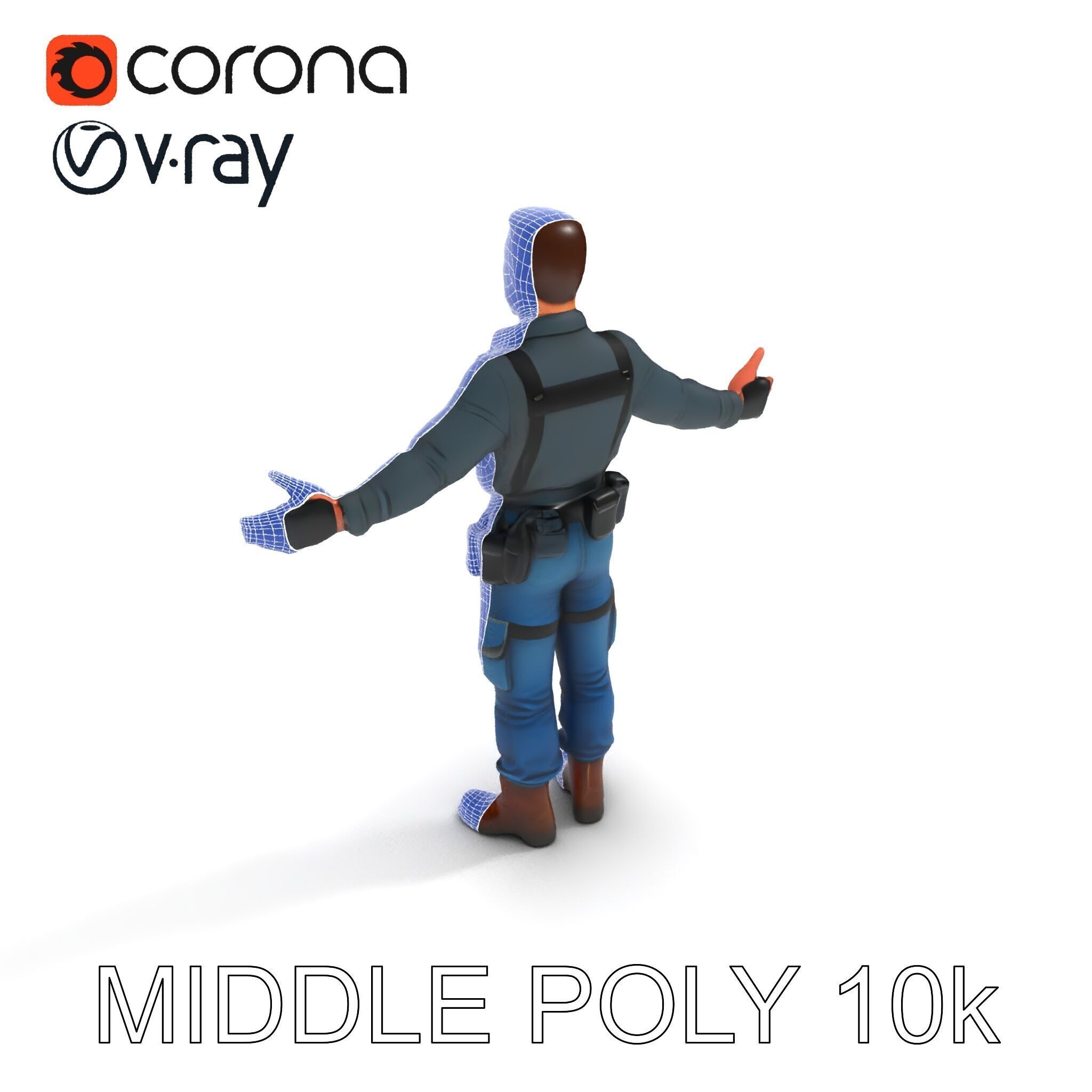 Explorer D Character Model with Adventureready Outfit Low-poly 3D model_6