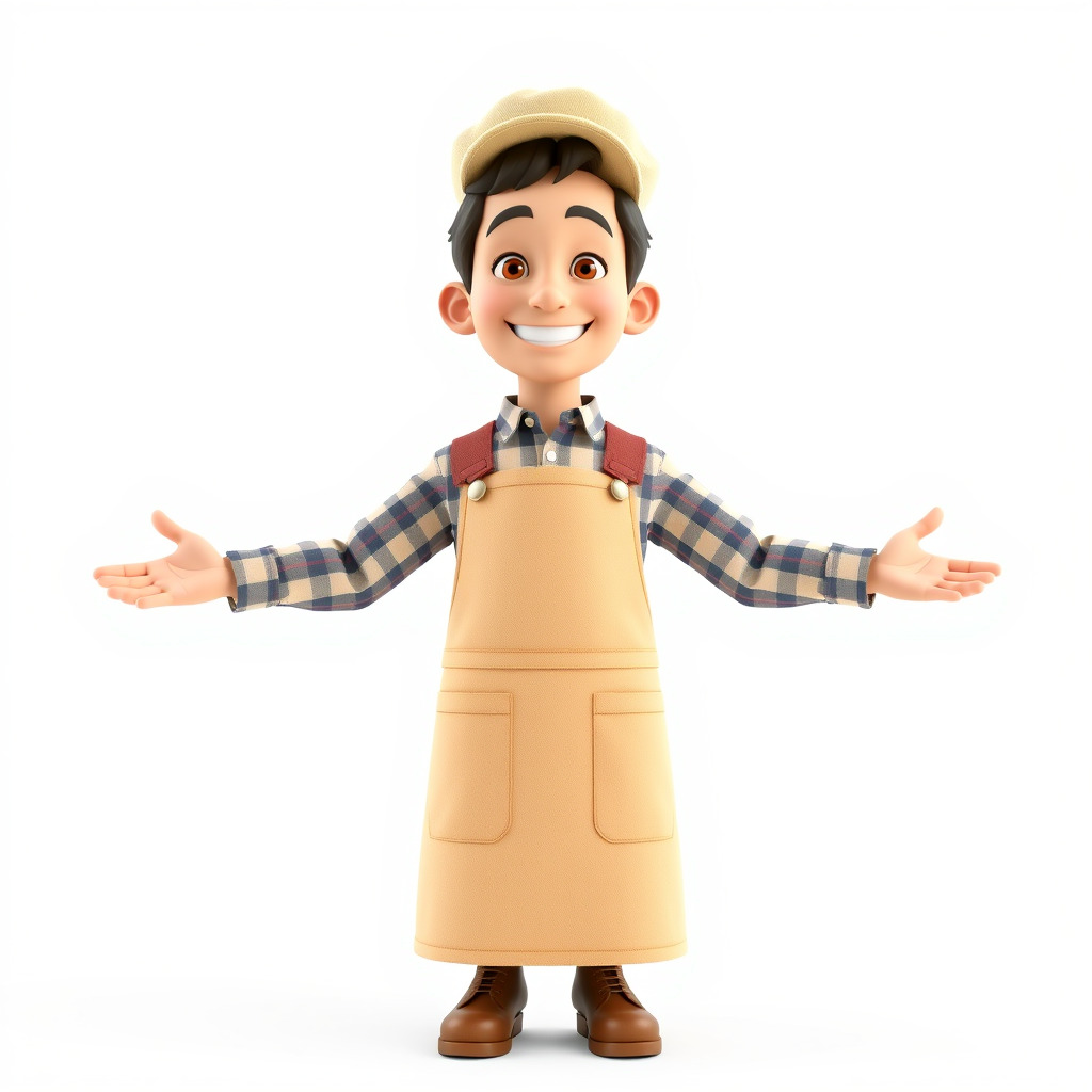 Cheerful Young Baker D Model  Rigged and PBR Textured for Ani... Low-poly 3D model_4