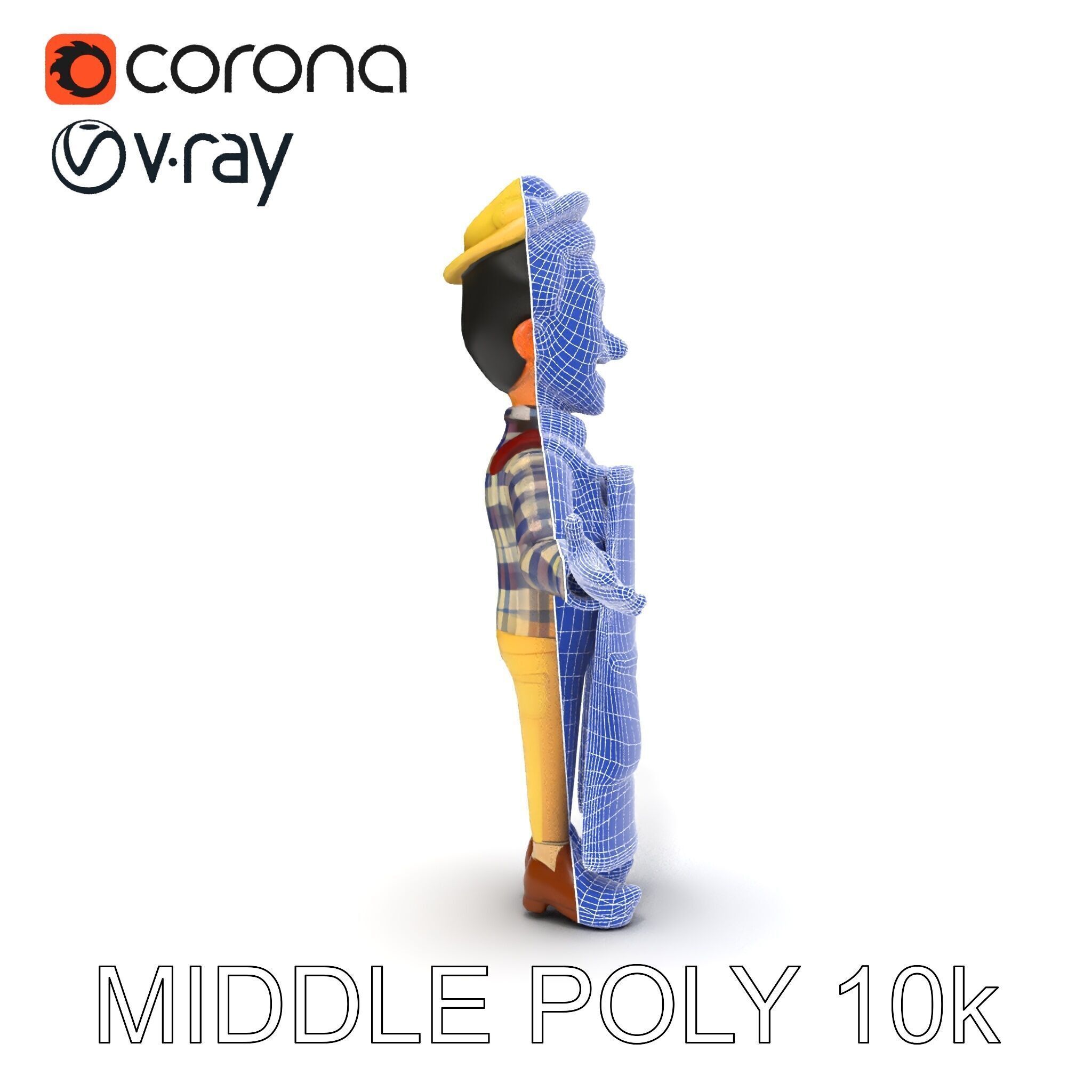 Cheerful Young Baker D Model  Rigged and PBR Textured for Ani... Low-poly 3D model_37