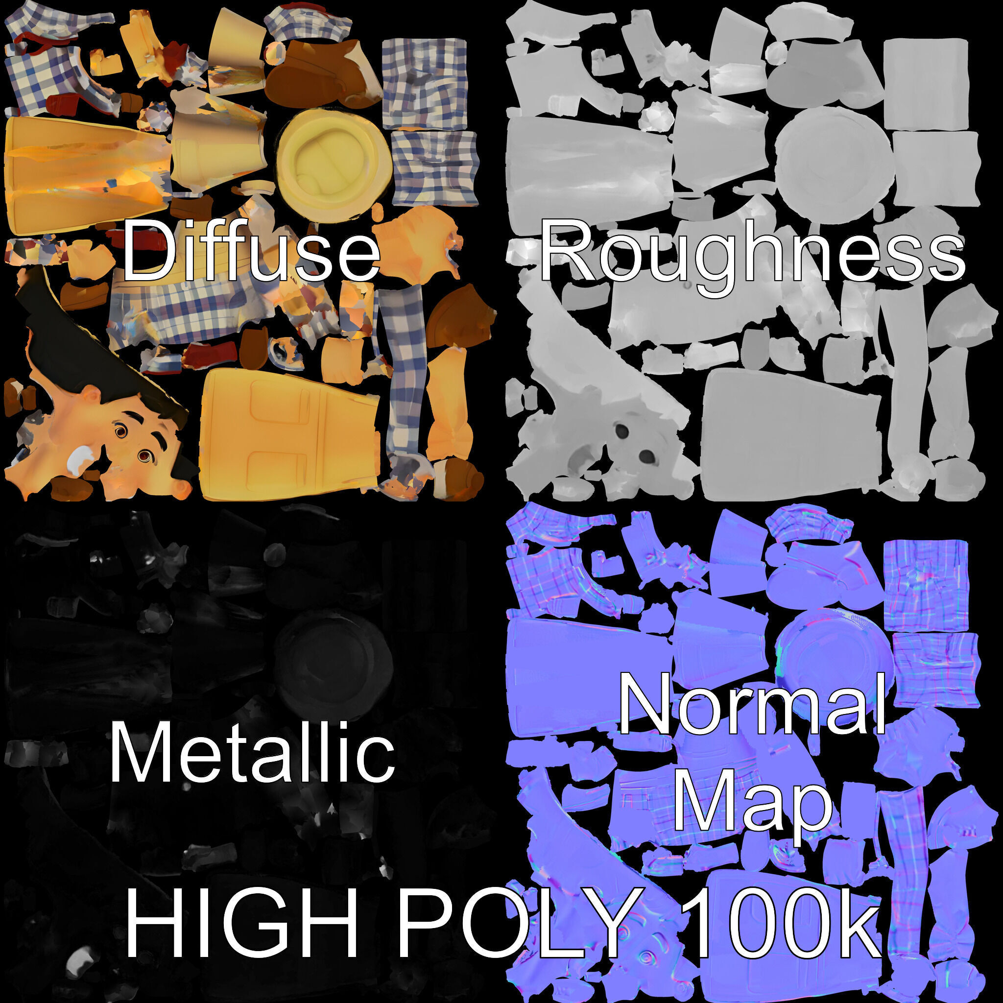 Cheerful Young Baker D Model  Rigged and PBR Textured for Ani... Low-poly 3D model_2