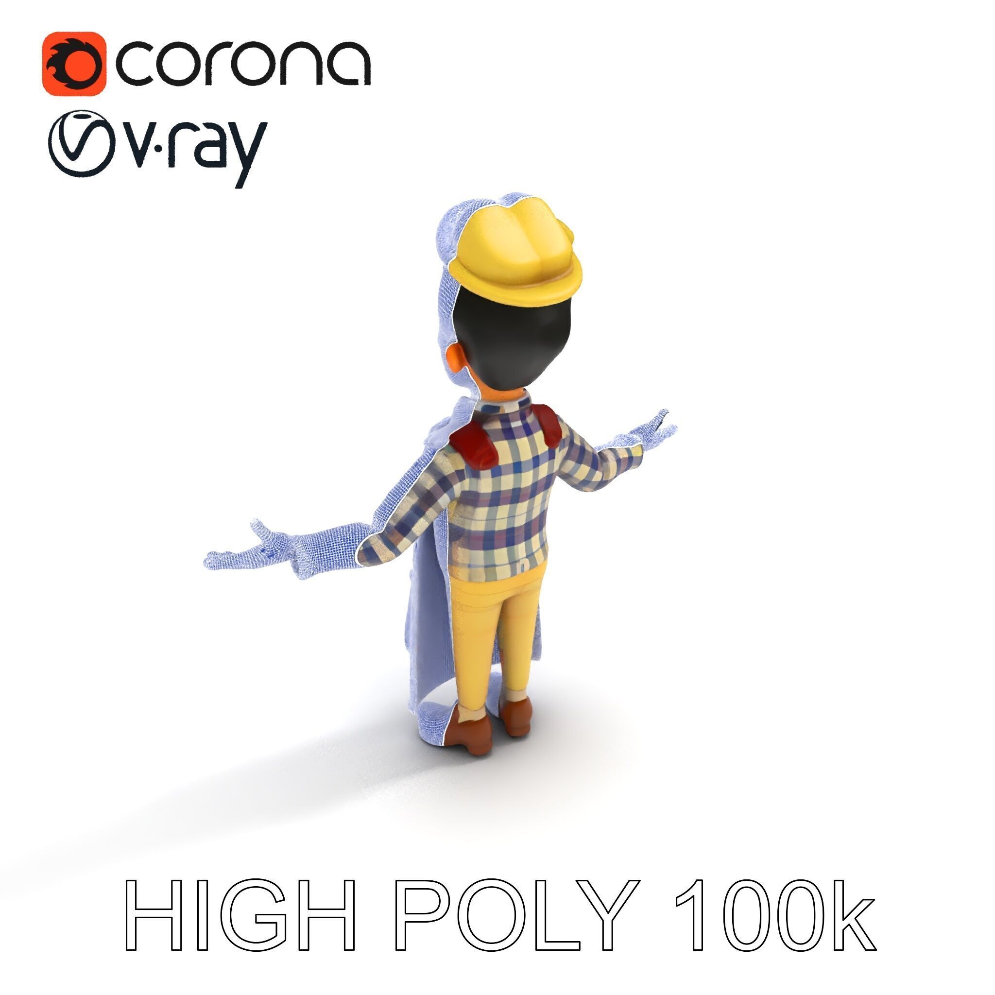 Cheerful Young Baker D Model  Rigged and PBR Textured for Ani... Low-poly 3D model_10