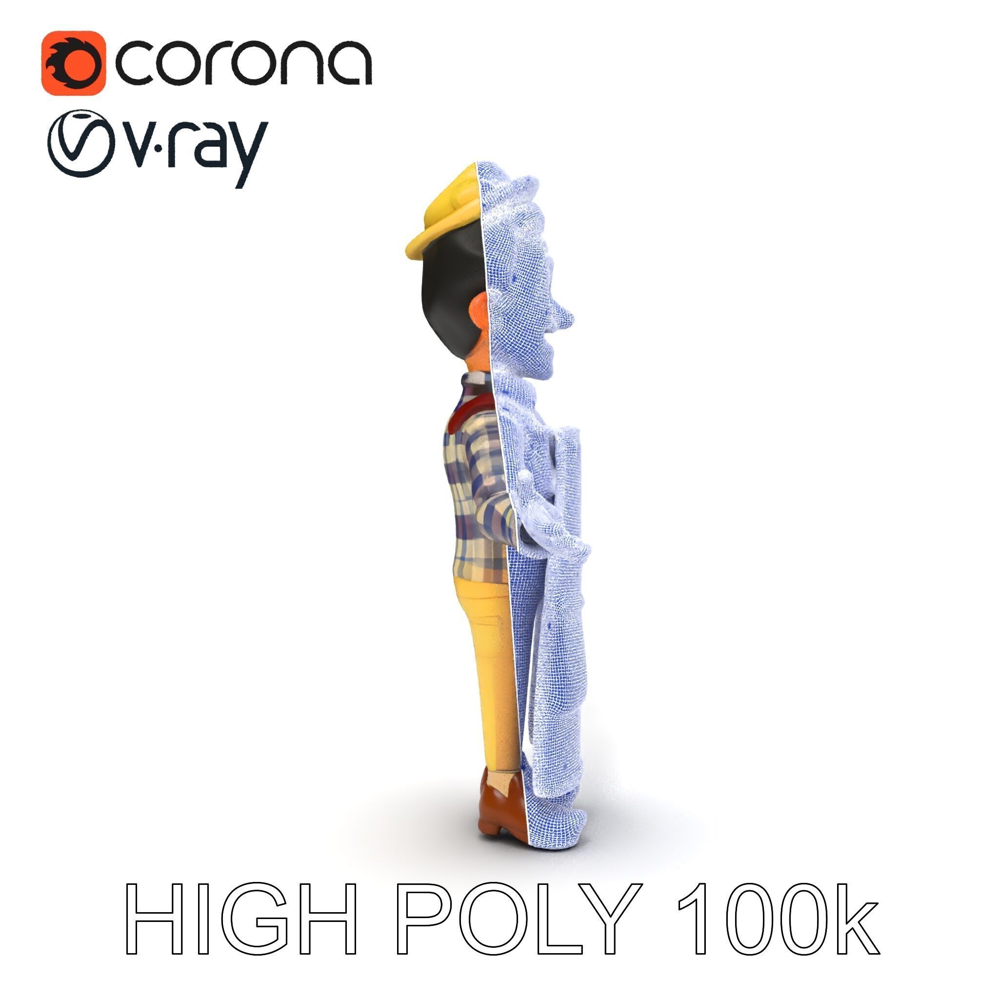 Cheerful Young Baker D Model  Rigged and PBR Textured for Ani... Low-poly 3D model_24