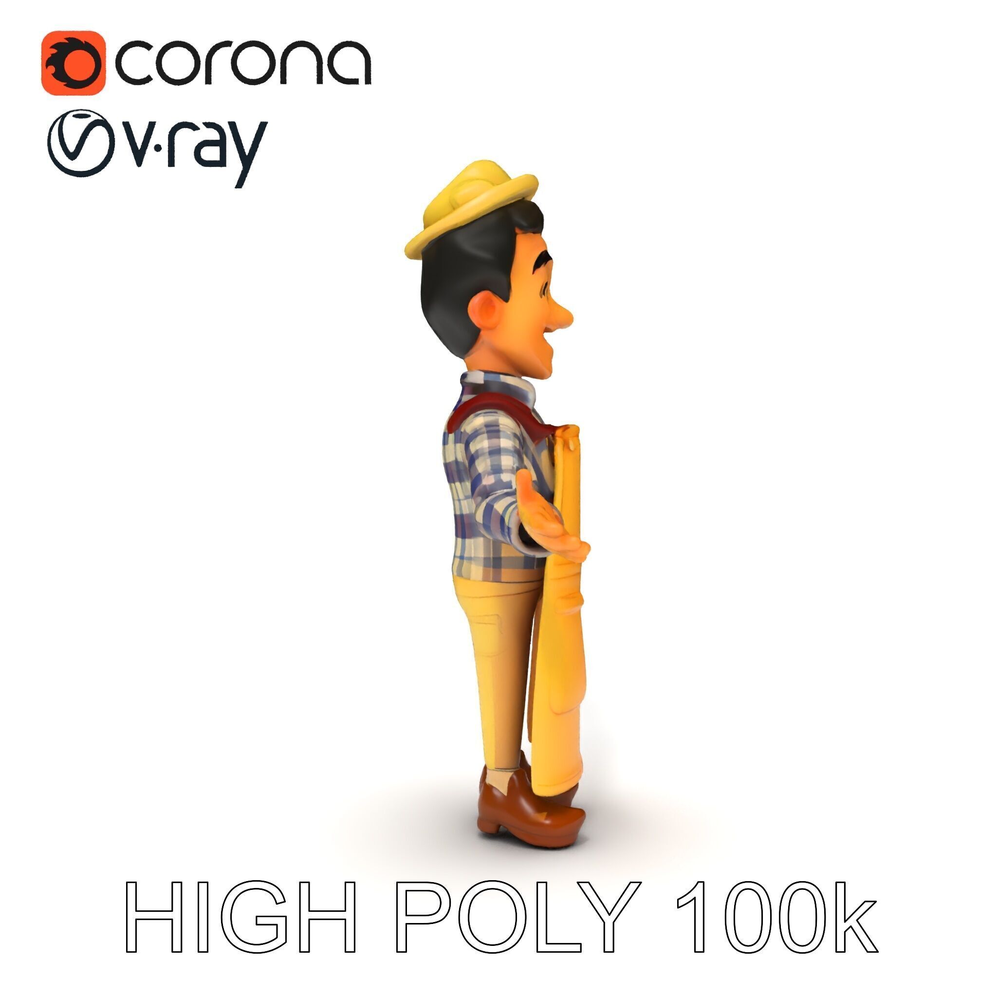 Cheerful Young Baker D Model  Rigged and PBR Textured for Ani... Low-poly 3D model_34