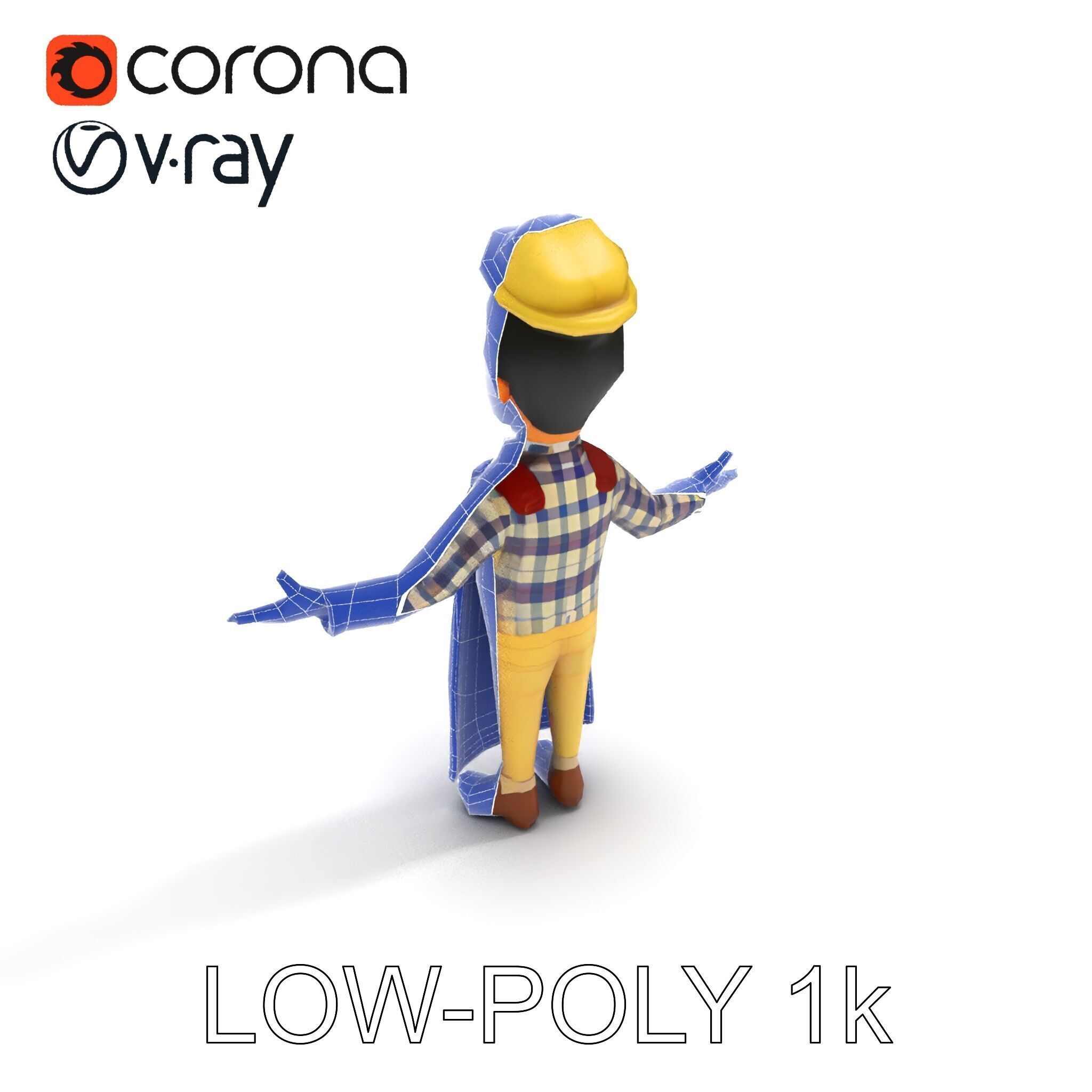 Cheerful Young Baker D Model  Rigged and PBR Textured for Ani... Low-poly 3D model_23