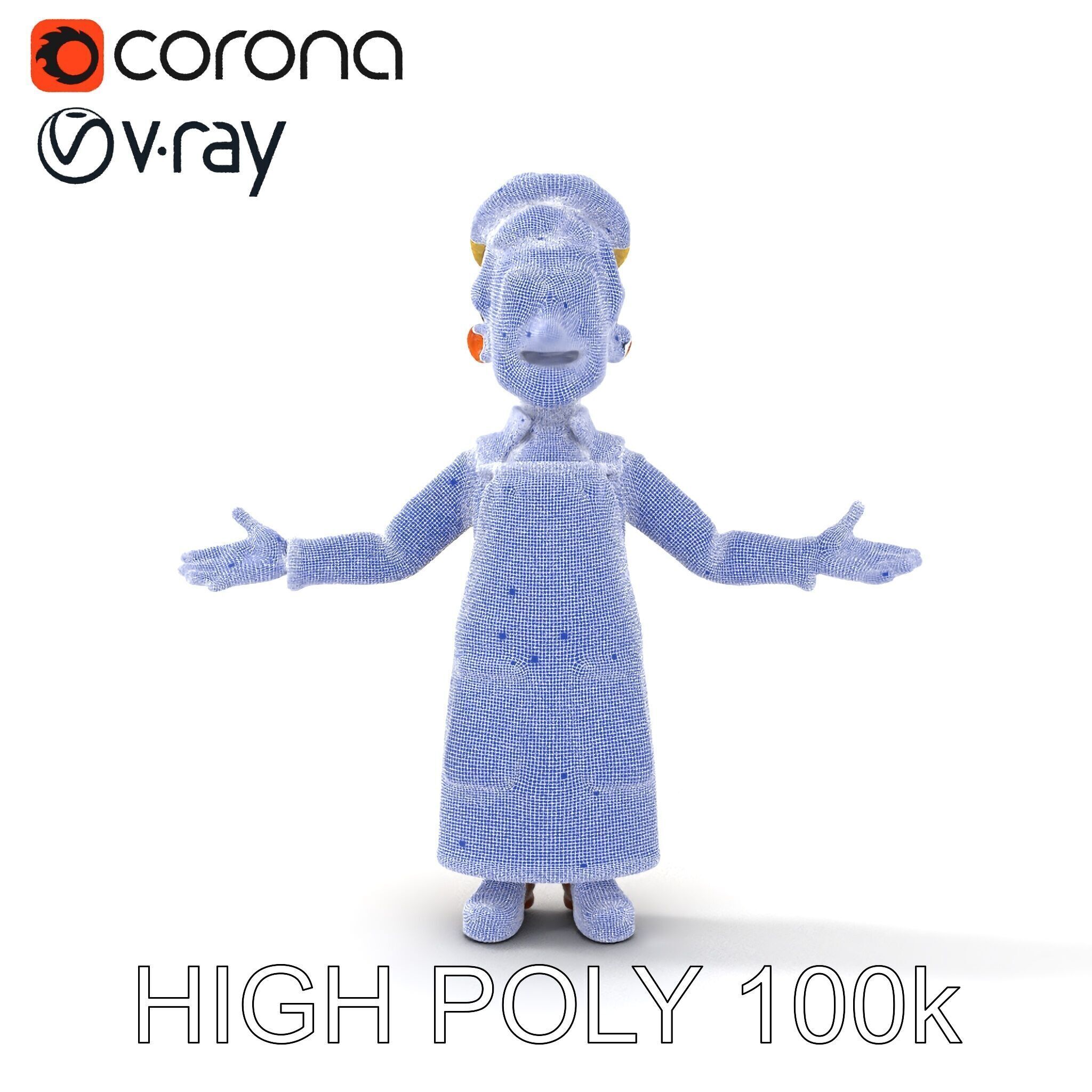 Cheerful Young Baker D Model  Rigged and PBR Textured for Ani... Low-poly 3D model_13