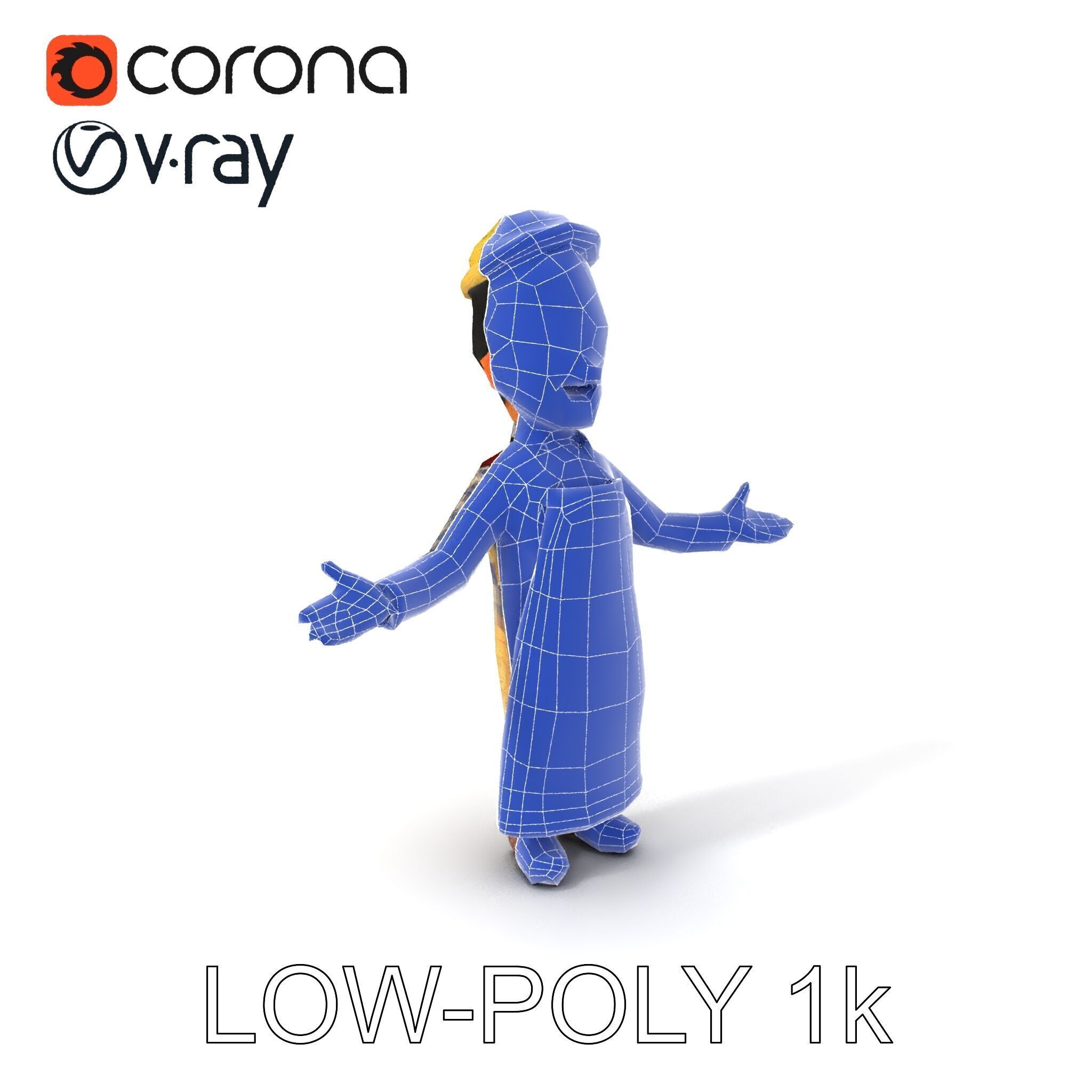 Cheerful Young Baker D Model  Rigged and PBR Textured for Ani... Low-poly 3D model_15