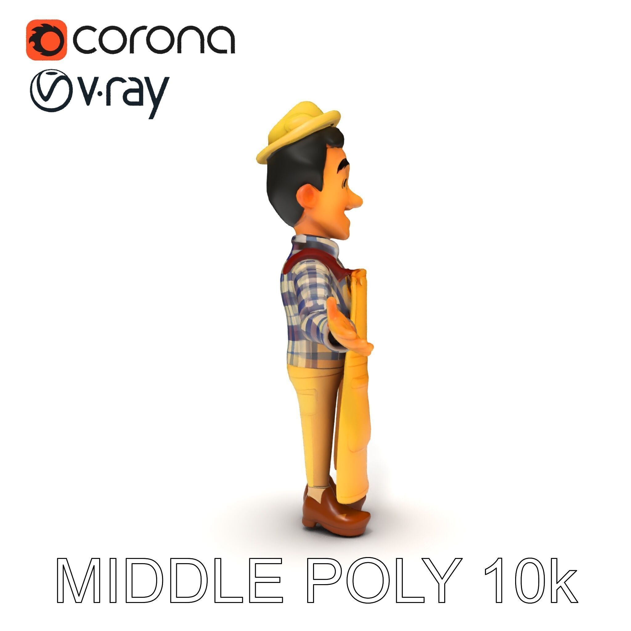 Cheerful Young Baker D Model  Rigged and PBR Textured for Ani... Low-poly 3D model_11