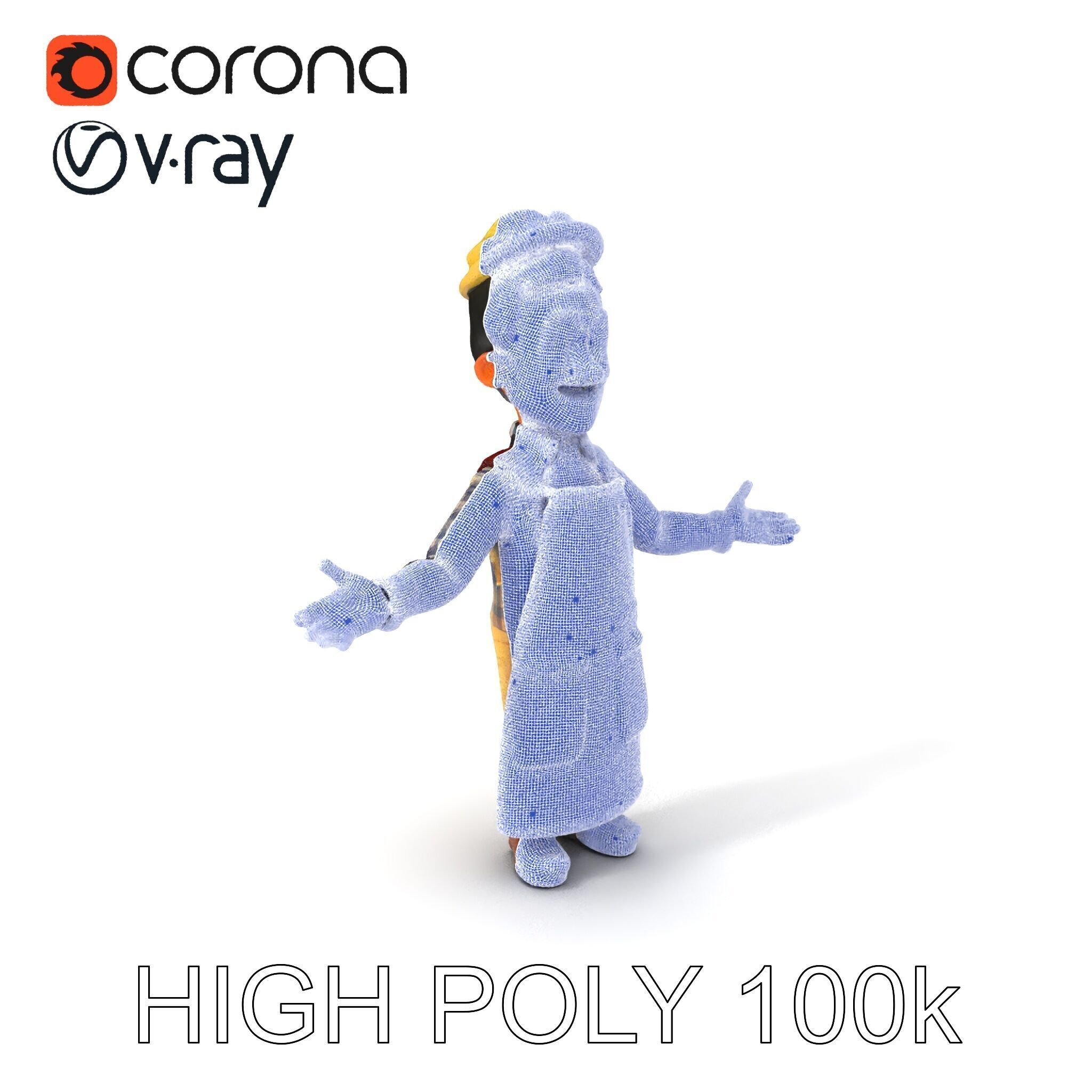 Cheerful Young Baker D Model  Rigged and PBR Textured for Ani... Low-poly 3D model_3