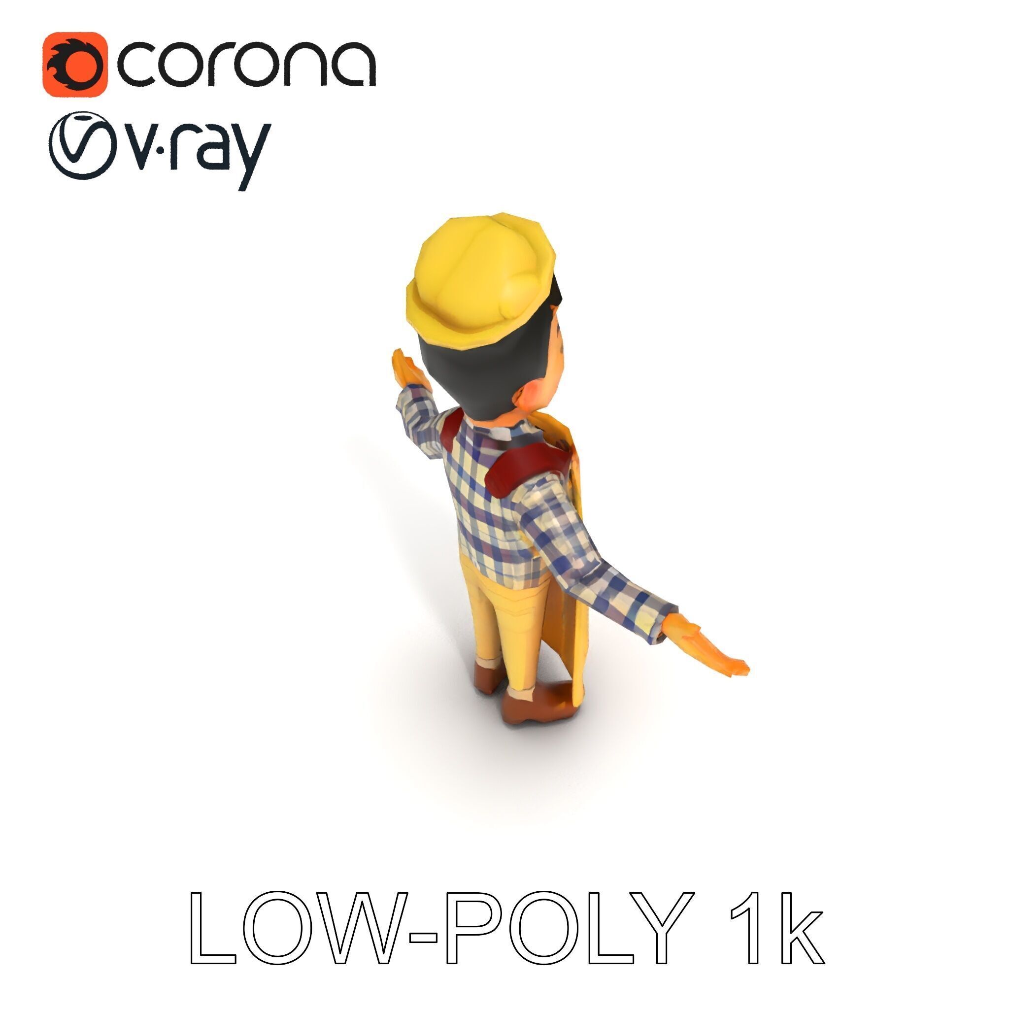 Cheerful Young Baker D Model  Rigged and PBR Textured for Ani... Low-poly 3D model_26