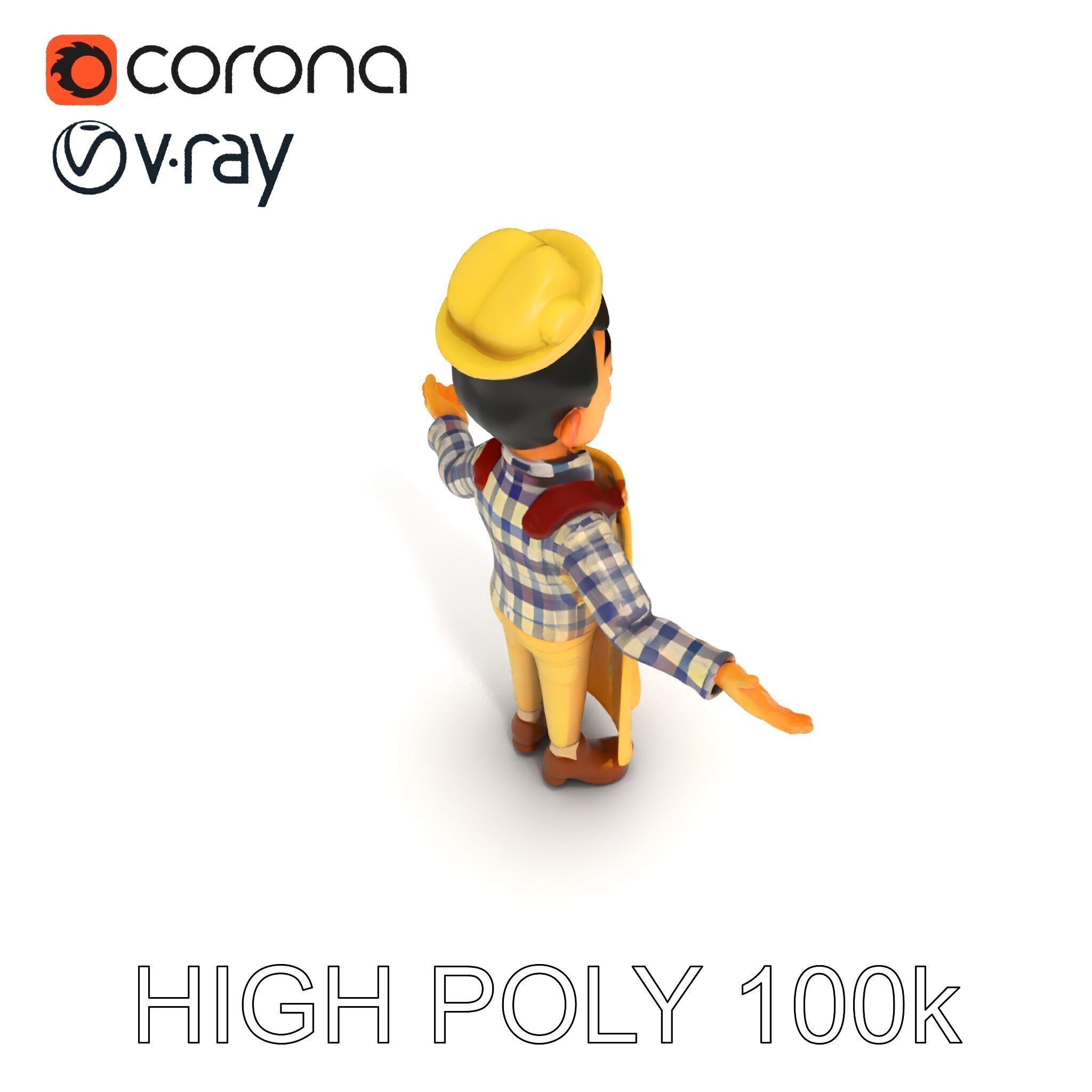 Cheerful Young Baker D Model  Rigged and PBR Textured for Ani... Low-poly 3D model_16