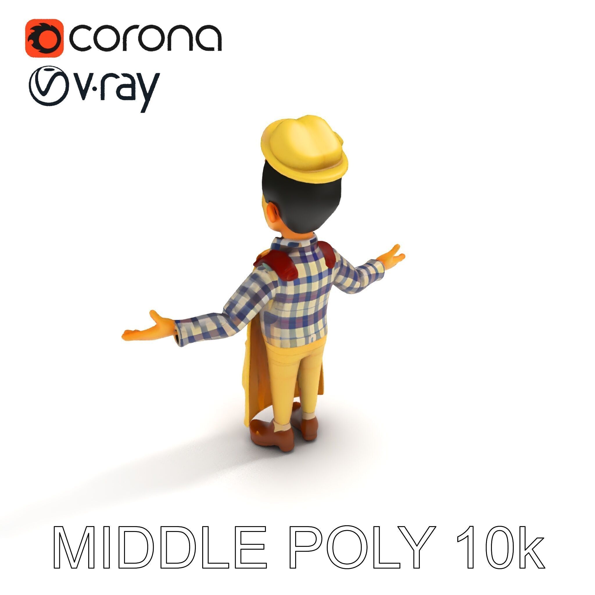 Cheerful Young Baker D Model  Rigged and PBR Textured for Ani... Low-poly 3D model_19