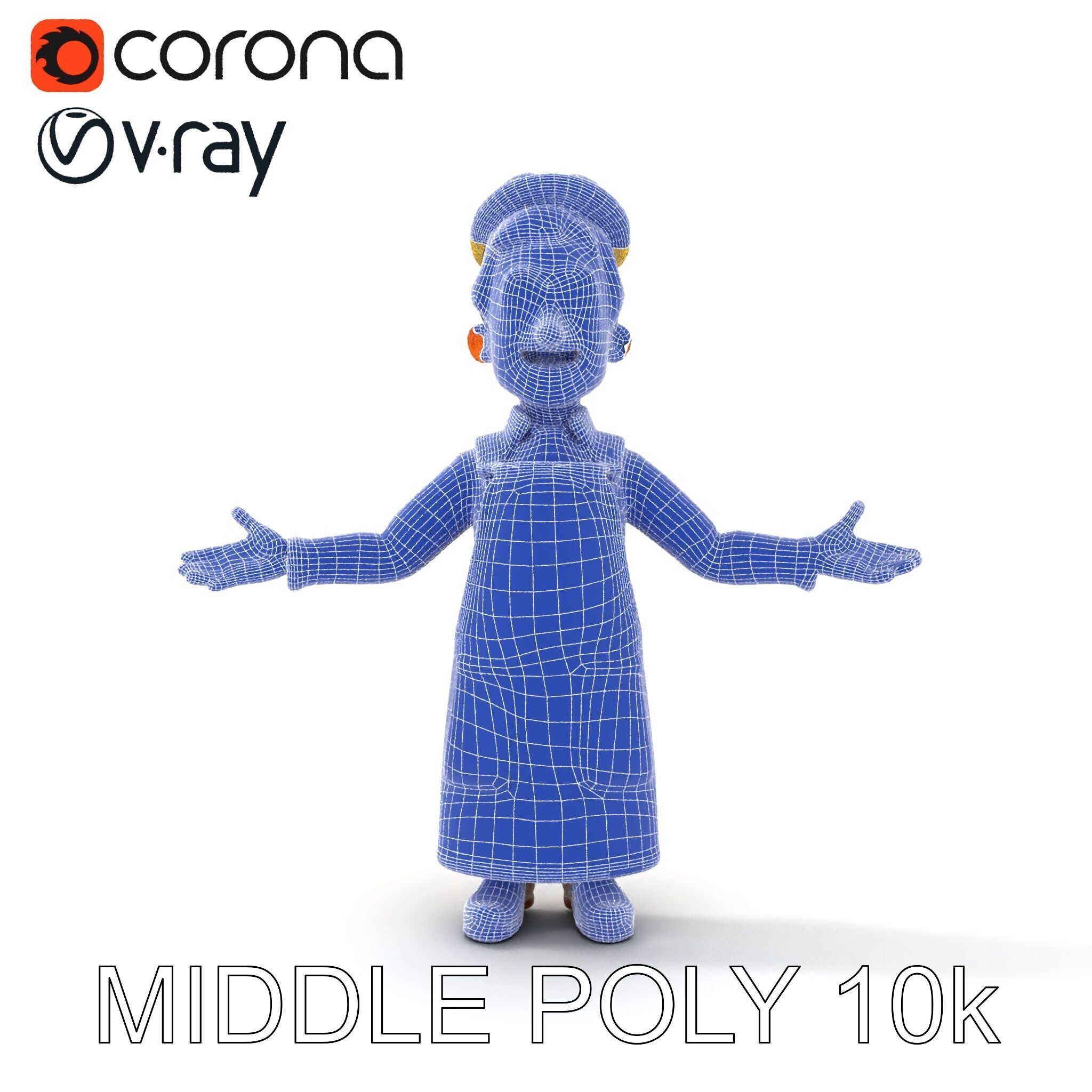 Cheerful Young Baker D Model  Rigged and PBR Textured for Ani... Low-poly 3D model_17