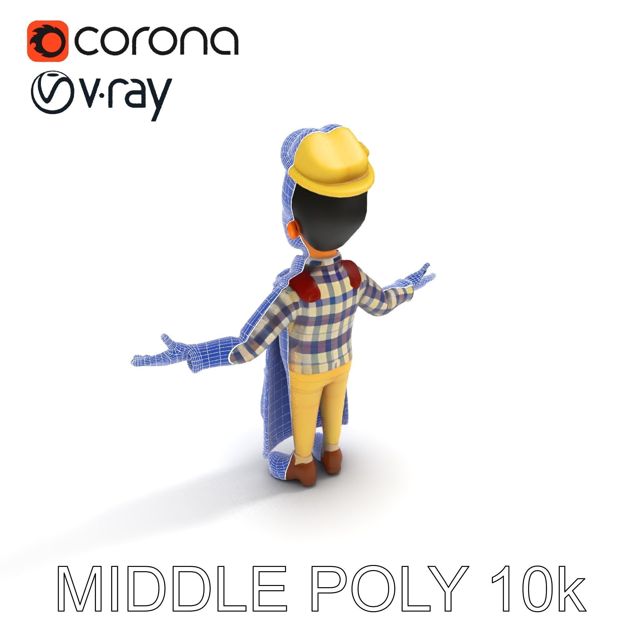 Cheerful Young Baker D Model  Rigged and PBR Textured for Ani... Low-poly 3D model_25