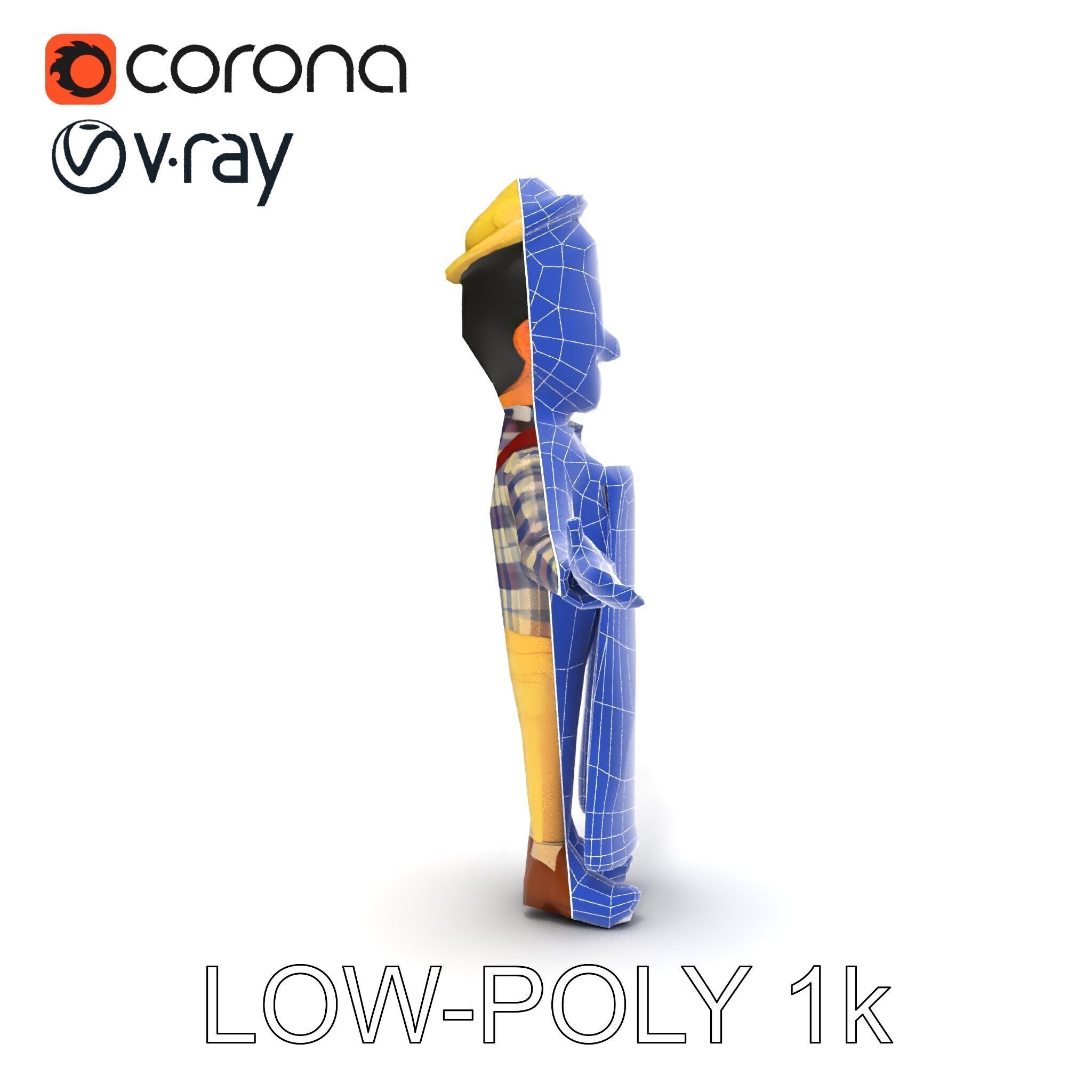 Cheerful Young Baker D Model  Rigged and PBR Textured for Ani... Low-poly 3D model_12