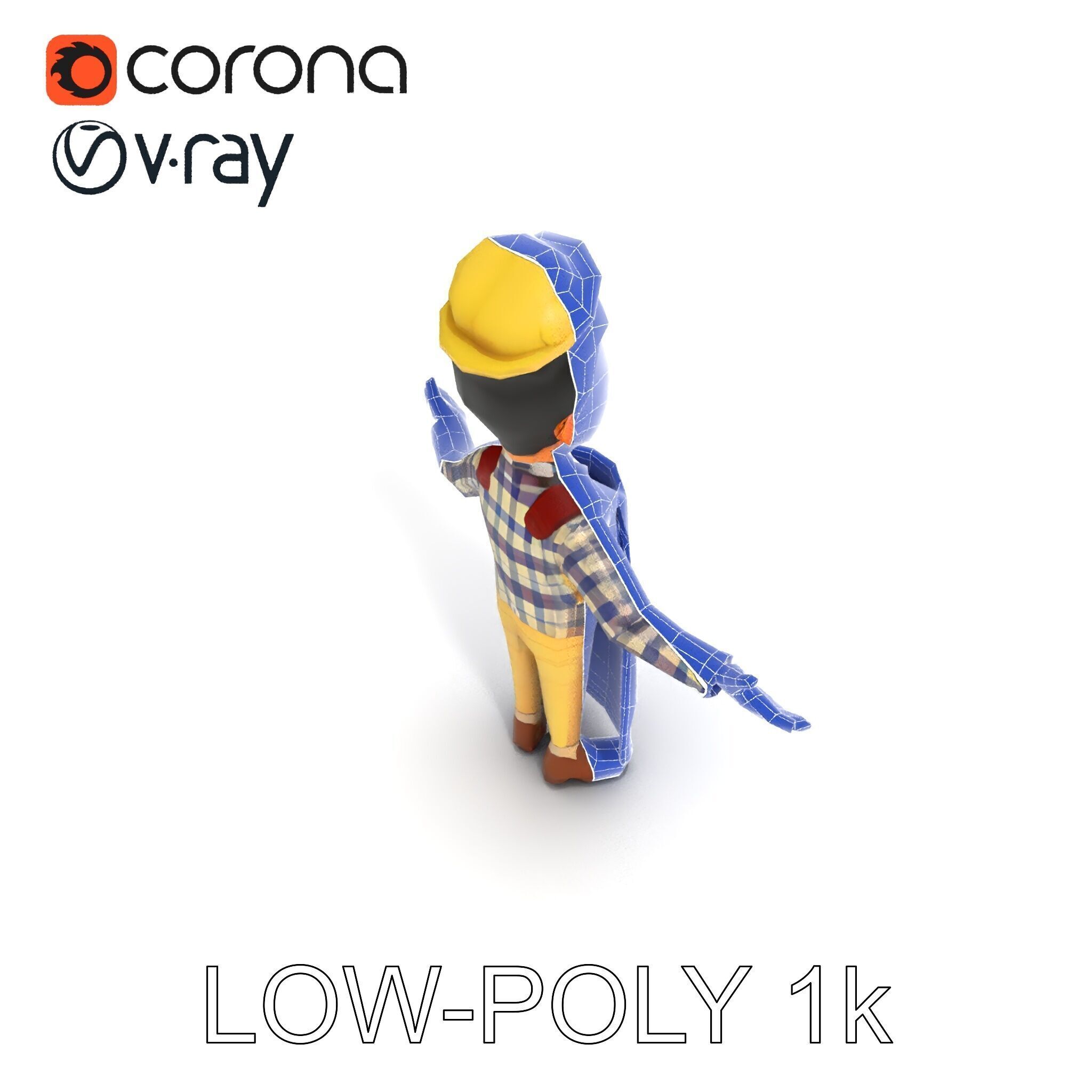 Cheerful Young Baker D Model  Rigged and PBR Textured for Ani... Low-poly 3D model_29