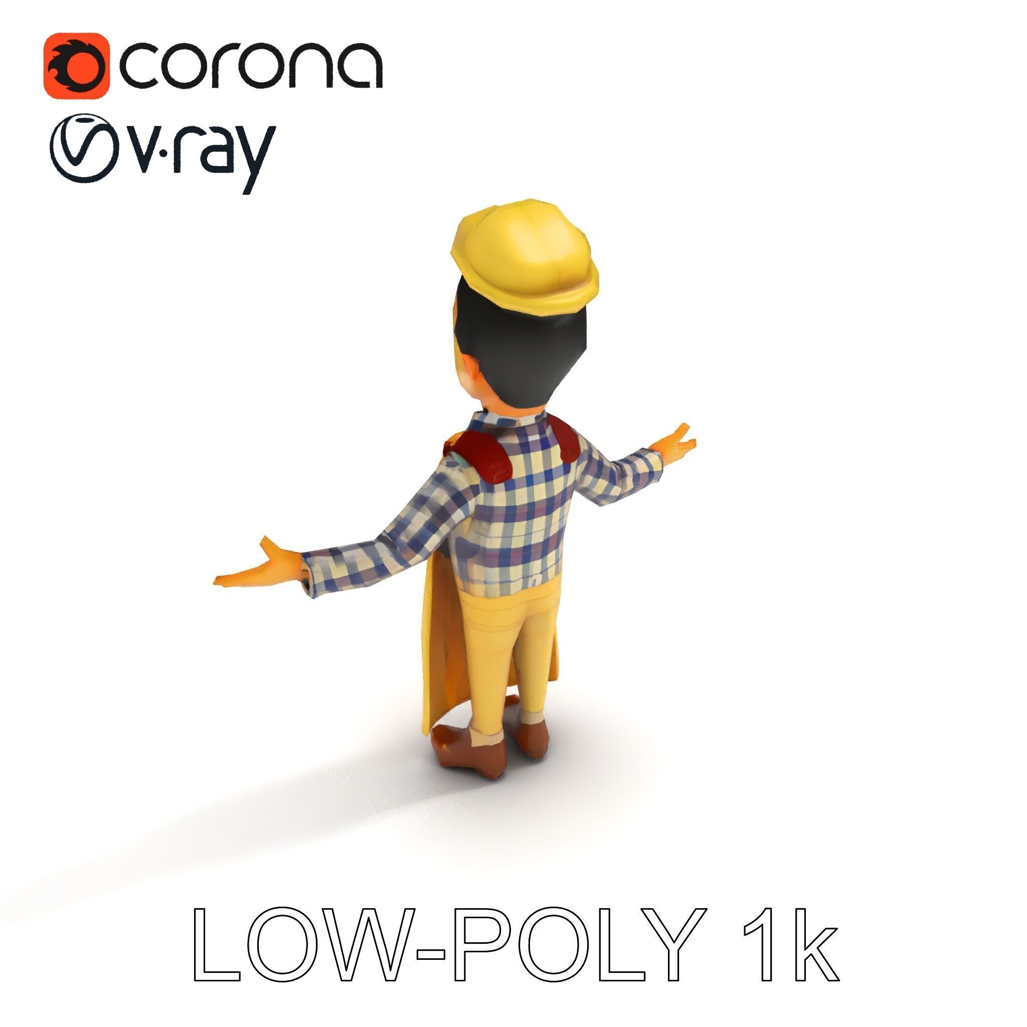 Cheerful Young Baker D Model  Rigged and PBR Textured for Ani... Low-poly 3D model_20