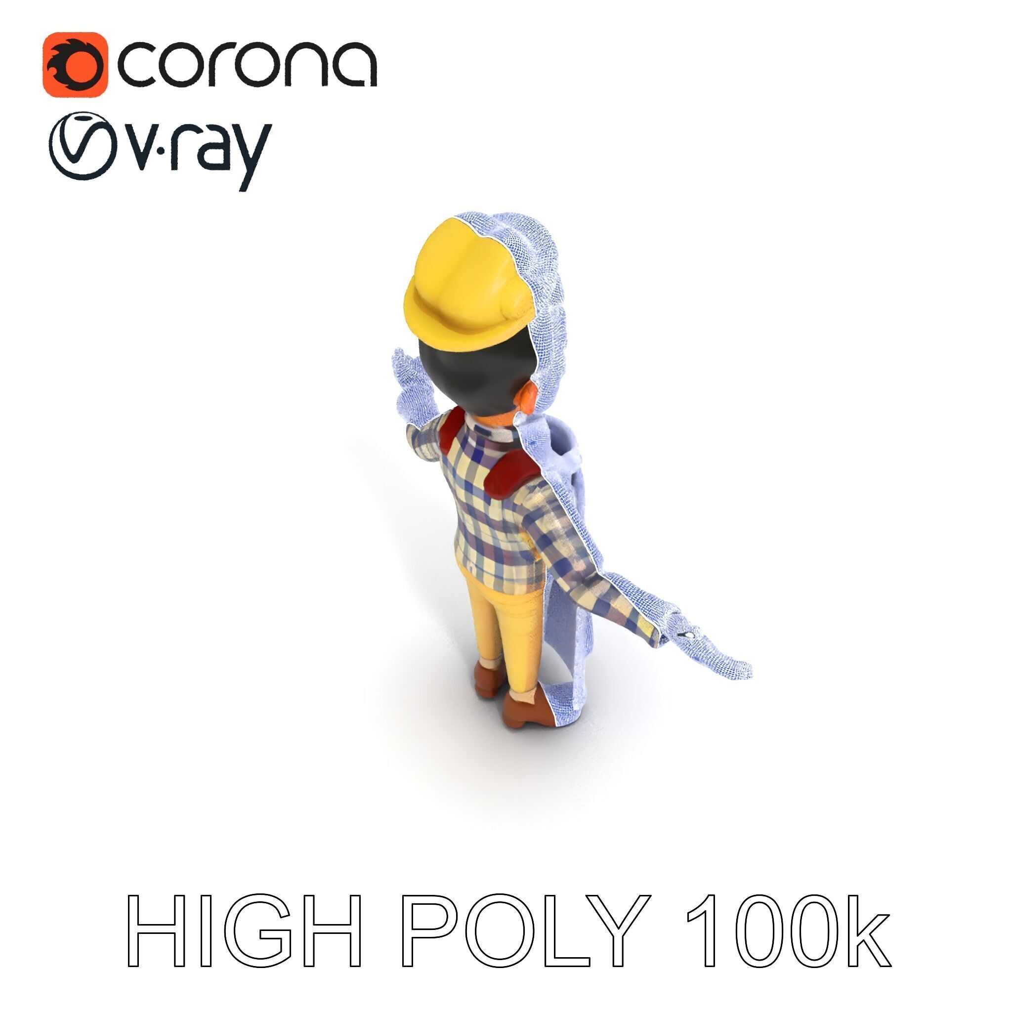 Cheerful Young Baker D Model  Rigged and PBR Textured for Ani... Low-poly 3D model_27