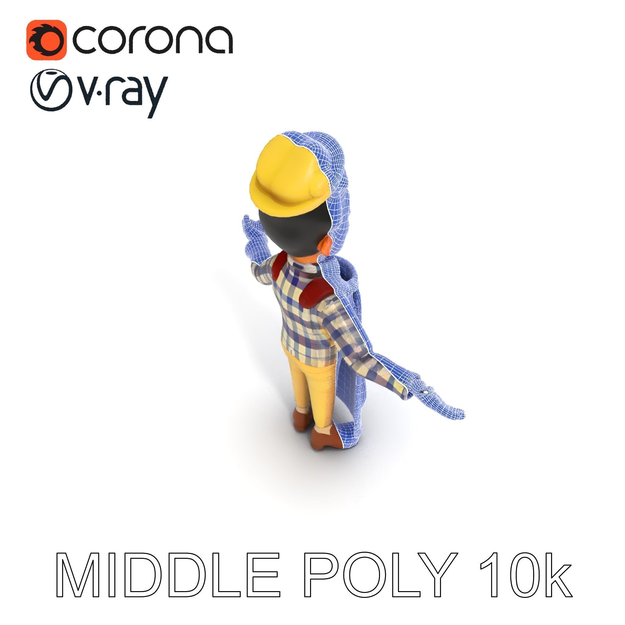 Cheerful Young Baker D Model  Rigged and PBR Textured for Ani... Low-poly 3D model_32