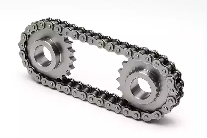 Double Sprocket and Chain Mechanism 3D model