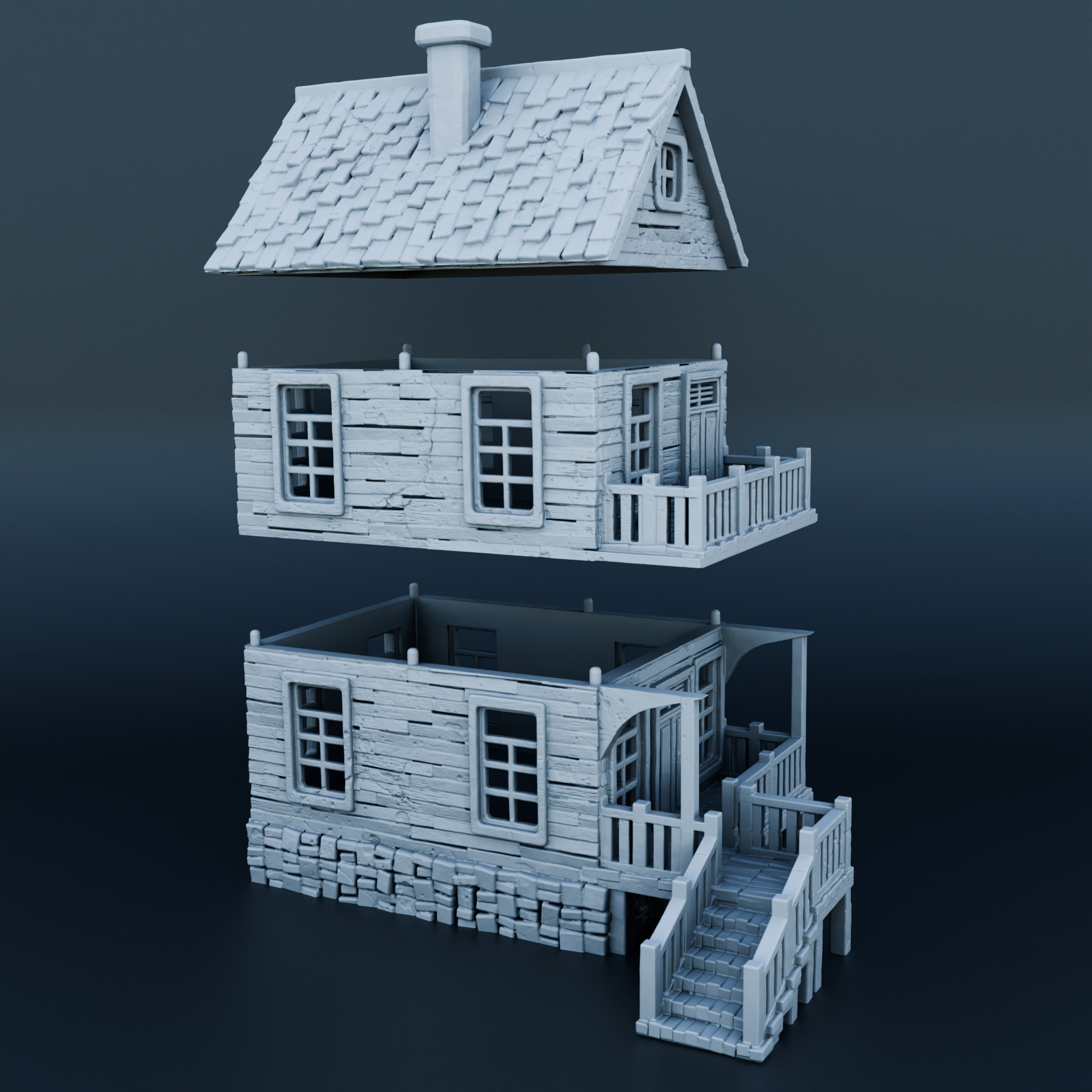 Medieval house 3D print model_2
