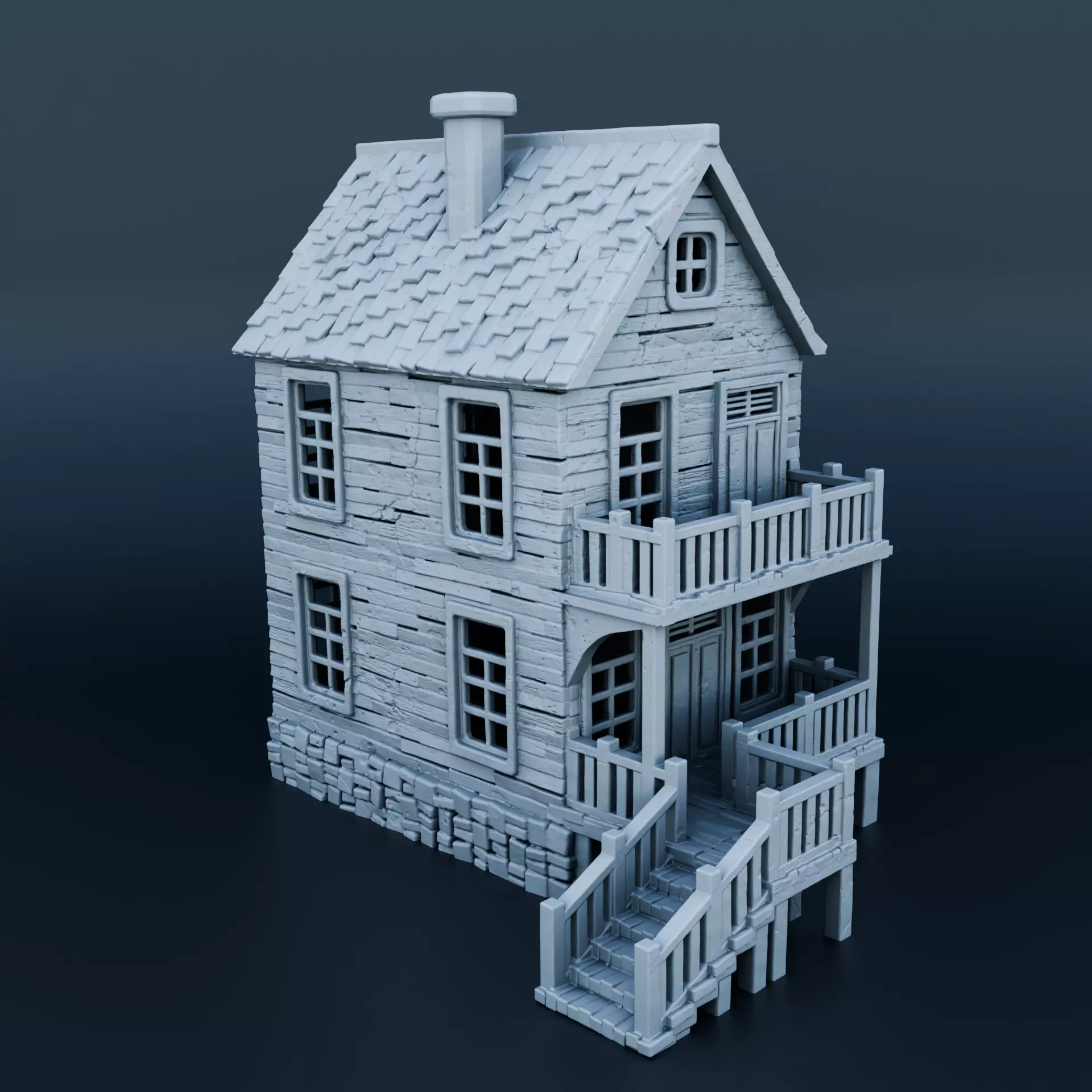 Medieval house 3D print model_0