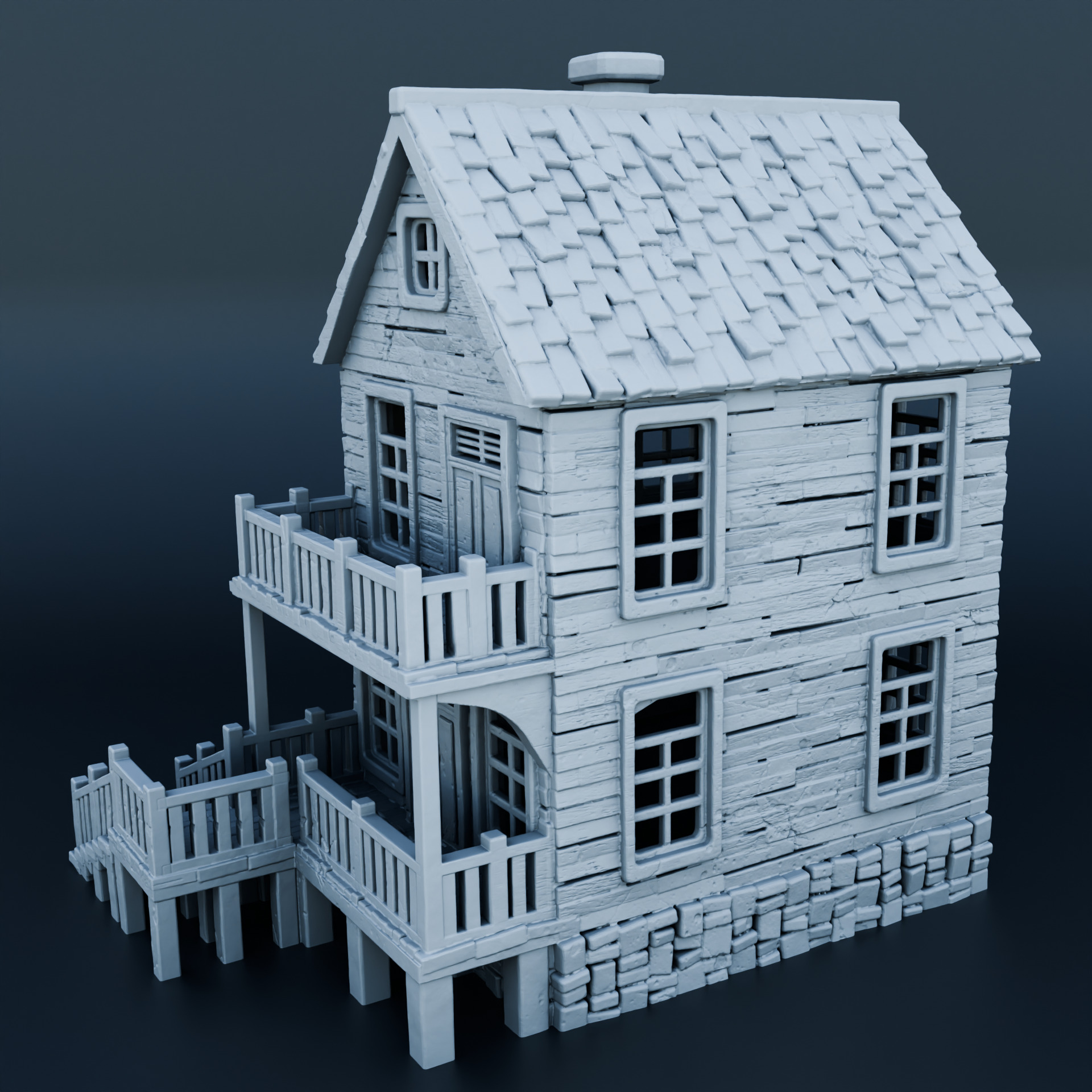Medieval house 3D print model_1