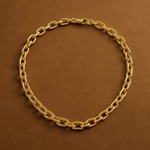 Gold Chain Necklace Alternating Oval and Rectangular Links 3D print model