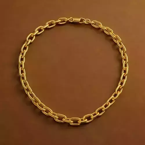 Gold Chain Necklace Alternating Oval and Rectangular Links