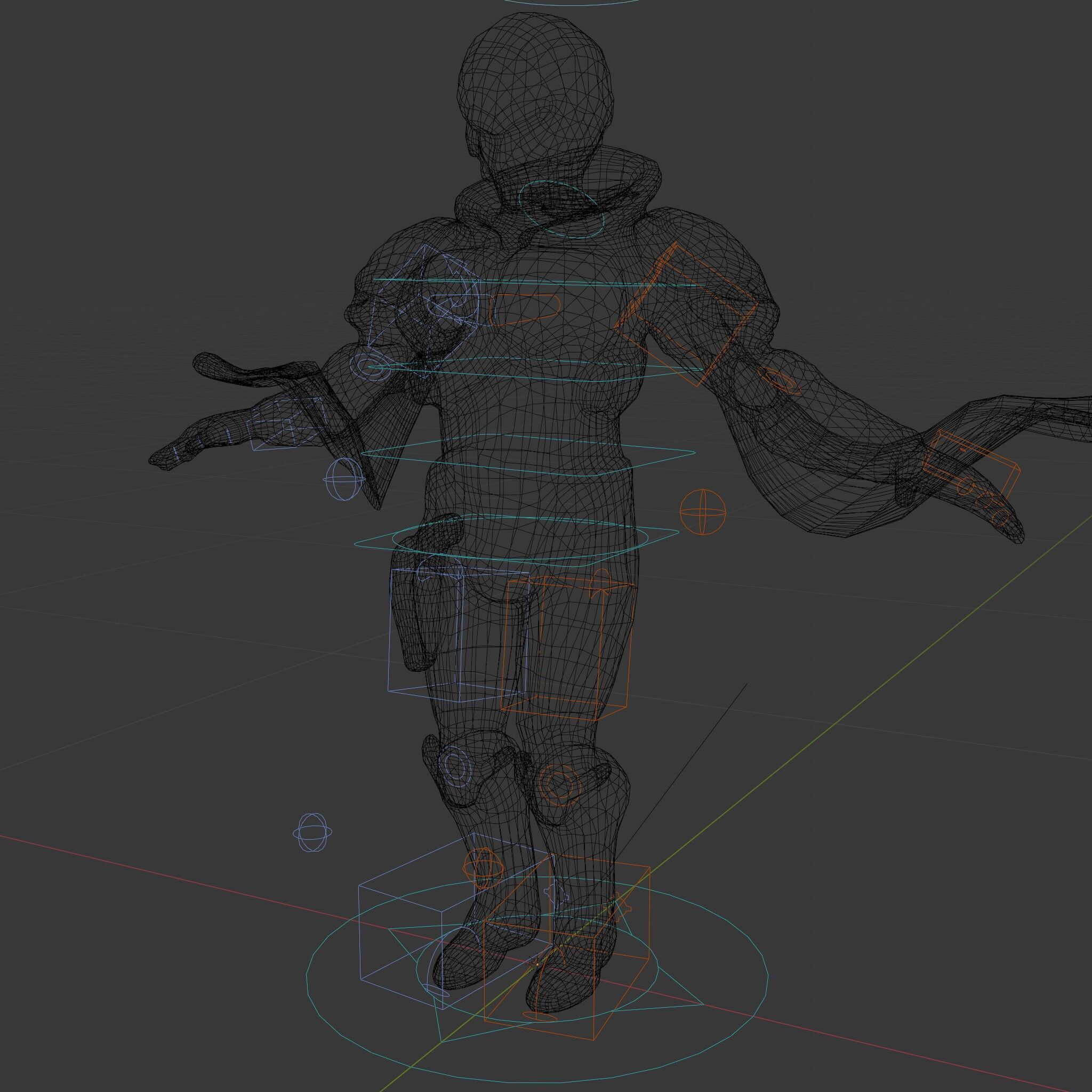 Cyber Knight Ultra HighTech Armor with Blue Cape and Visor Low-poly 3D model_35