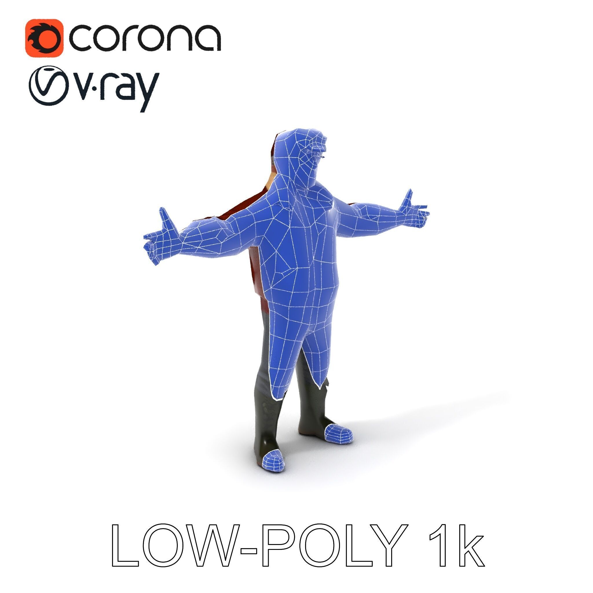 Pilot Character Model with Leather Jacket and Goggles Low-poly 3D model_12