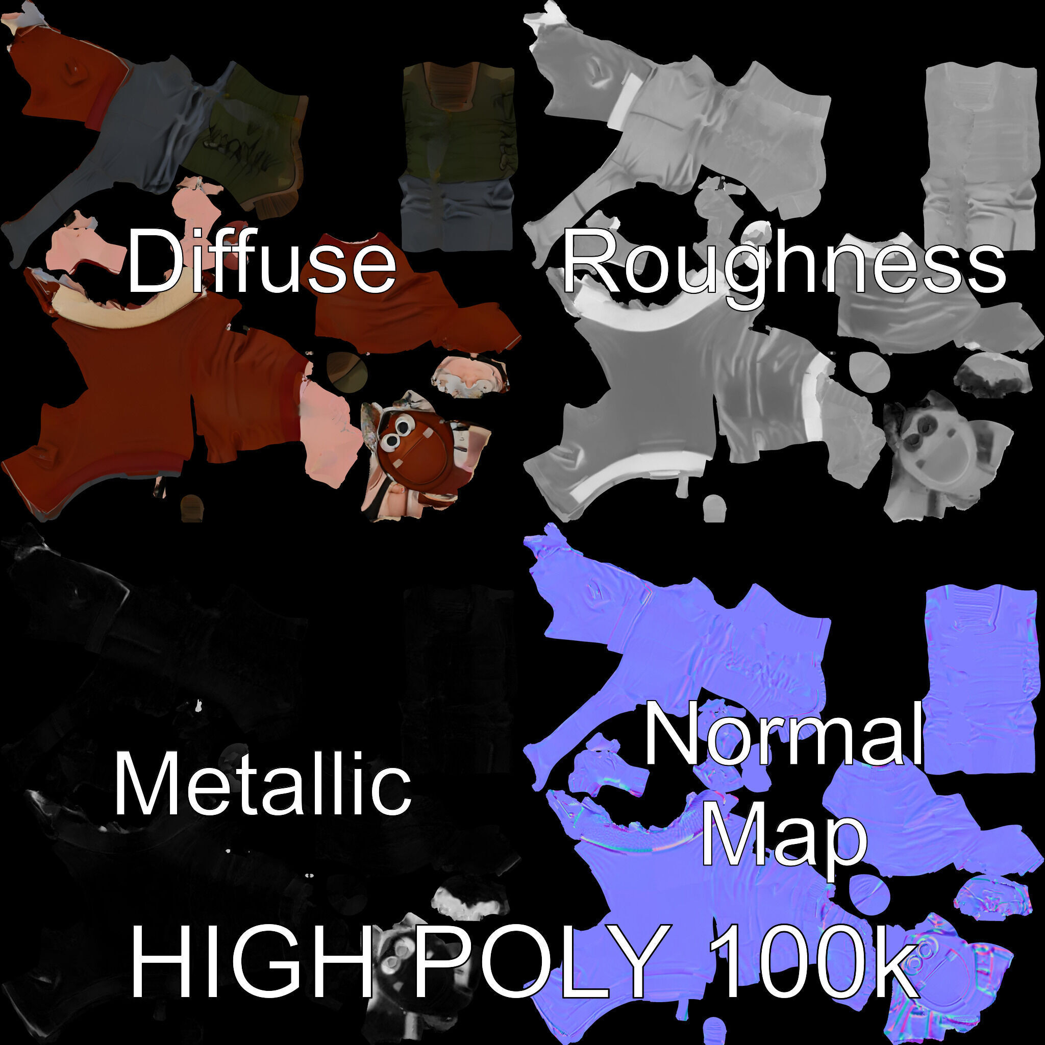 Pilot Character Model with Leather Jacket and Goggles Low-poly 3D model_2