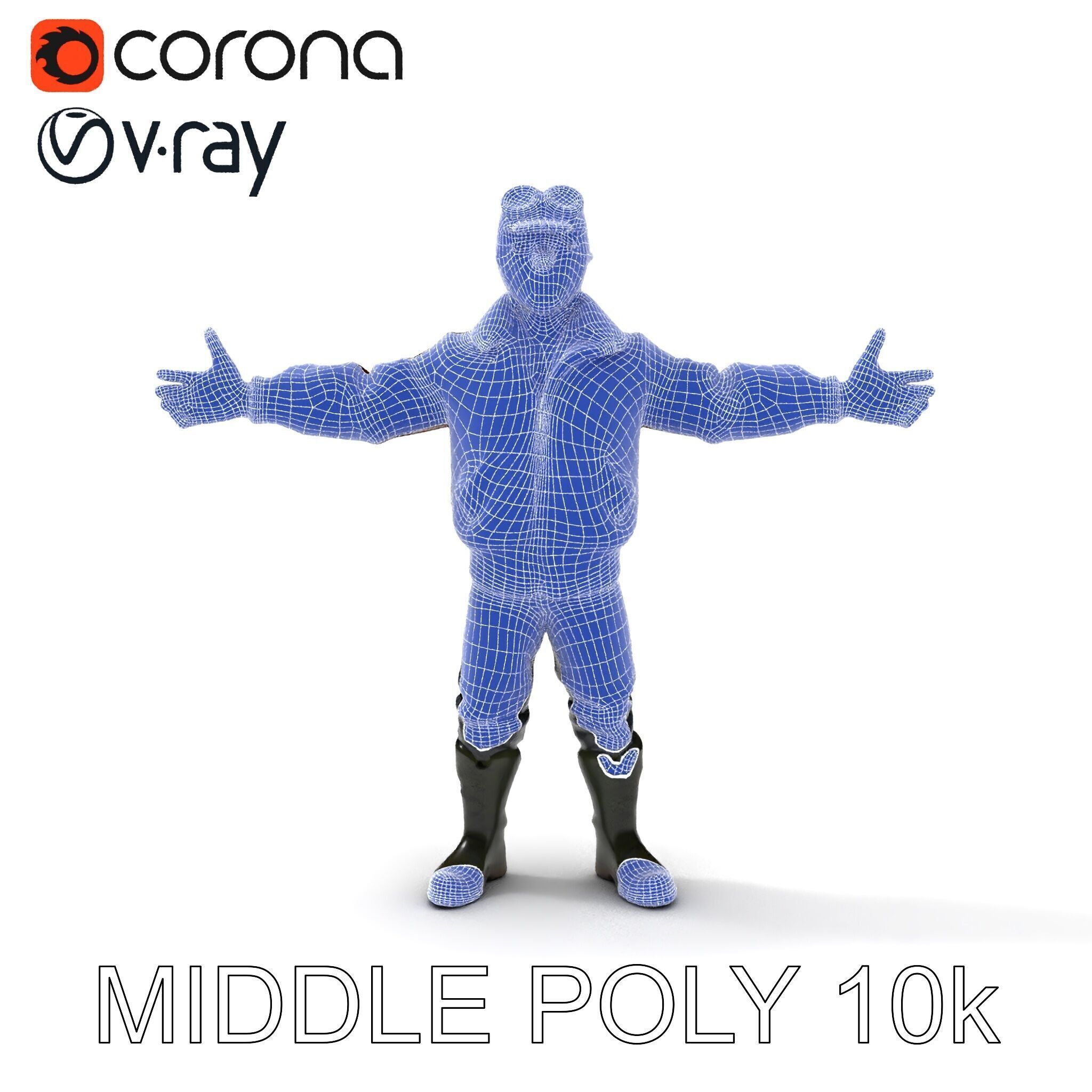 Pilot Character Model with Leather Jacket and Goggles Low-poly 3D model_29