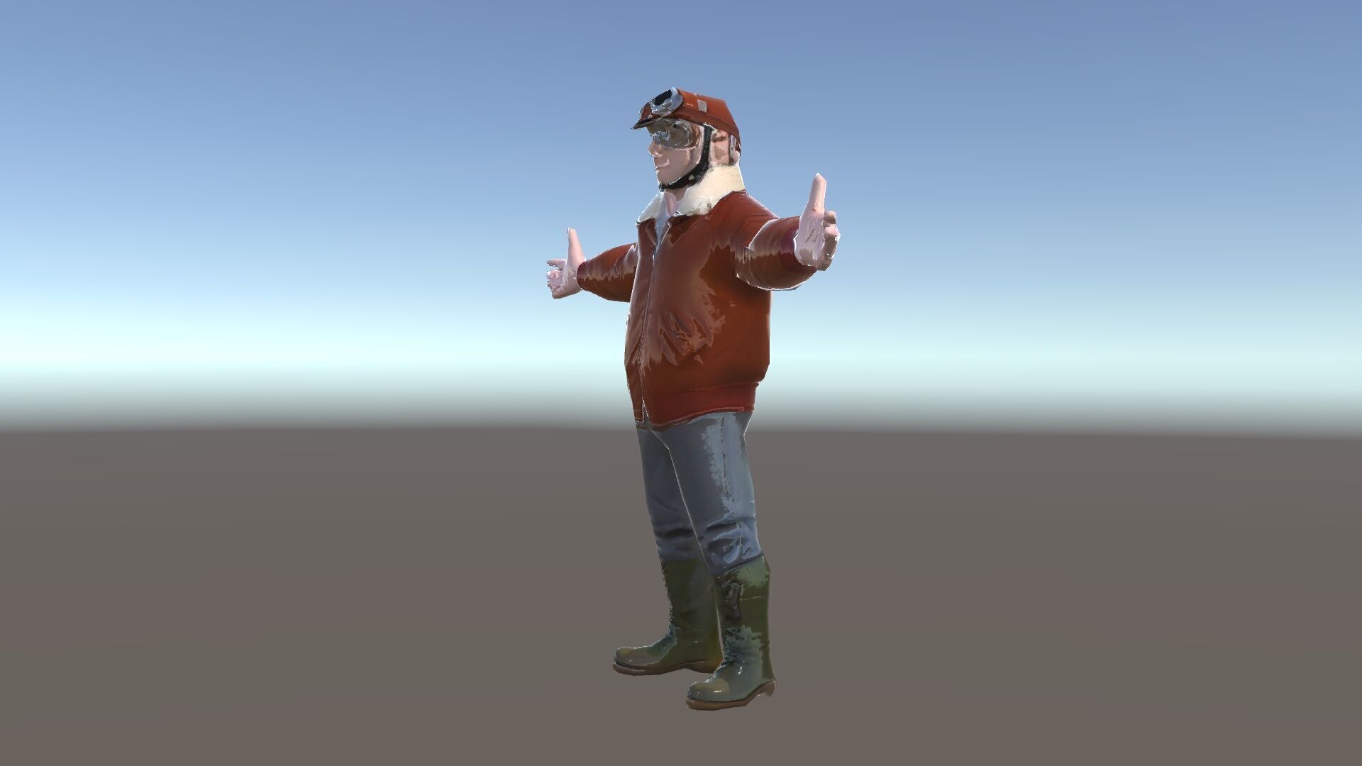 Pilot Character Model with Leather Jacket and Goggles Low-poly 3D model_25