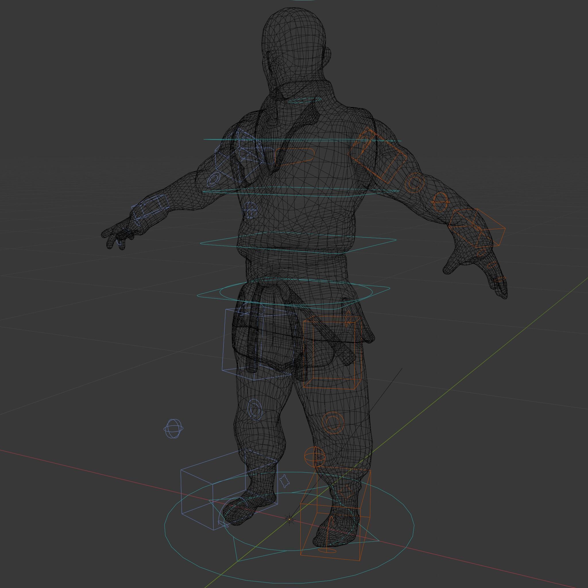 Martial Artist Fighter Character D Model with Dragon Tattoo Low-poly 3D model_8