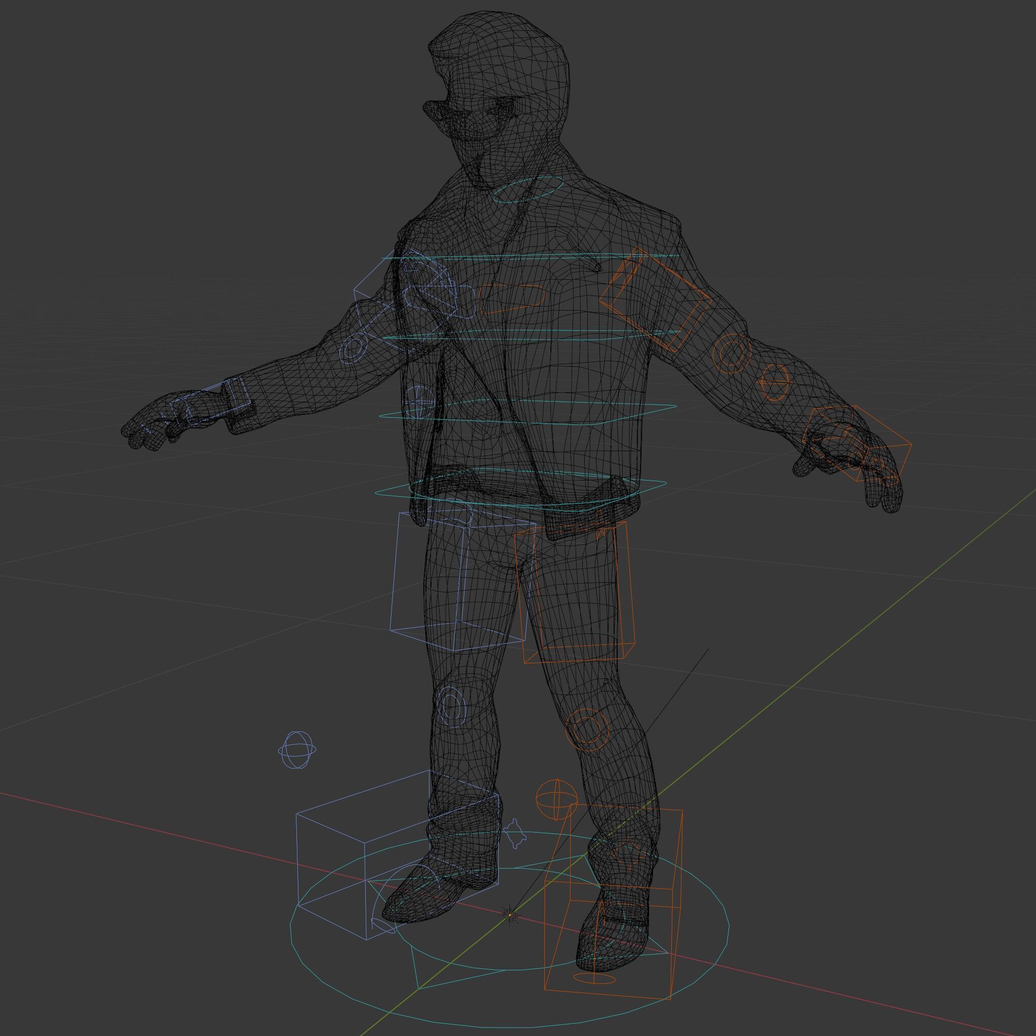Cool Leather Jacket D Character in TPose with Sunglasses Low-poly 3D model_15