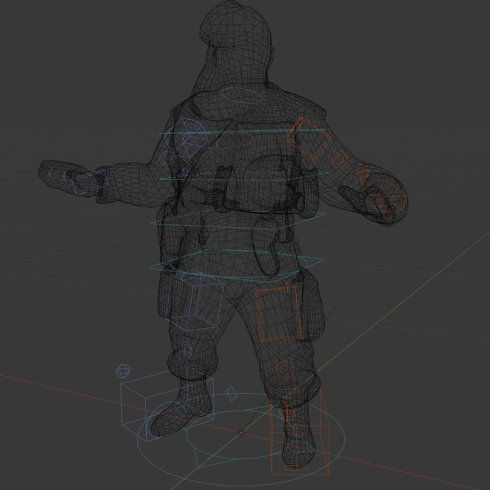 Bearded Soldier Character Model with Red Beret and Military Gear Low-poly 3D model_6