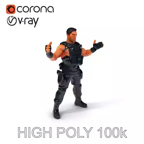 Tactical Operative Character HighDetail Rigged D Model with ... Low-poly 3D model