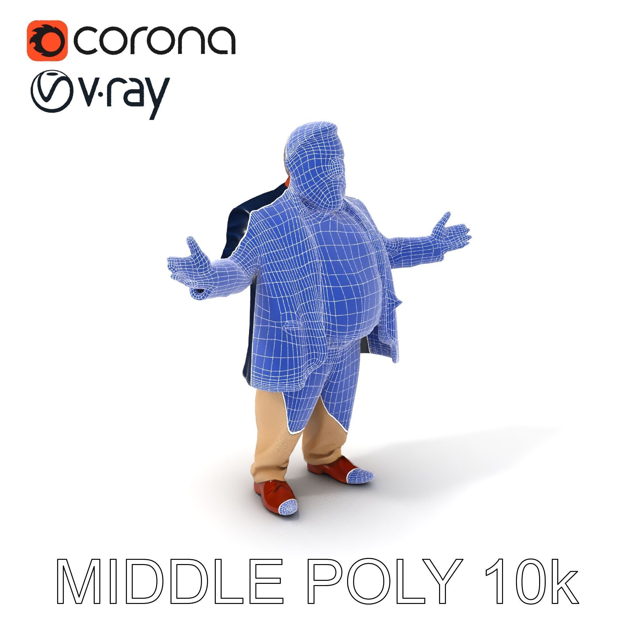 Friendly Elderly Businessman D Model in Smart Casual Attire Low-poly 3D model_13