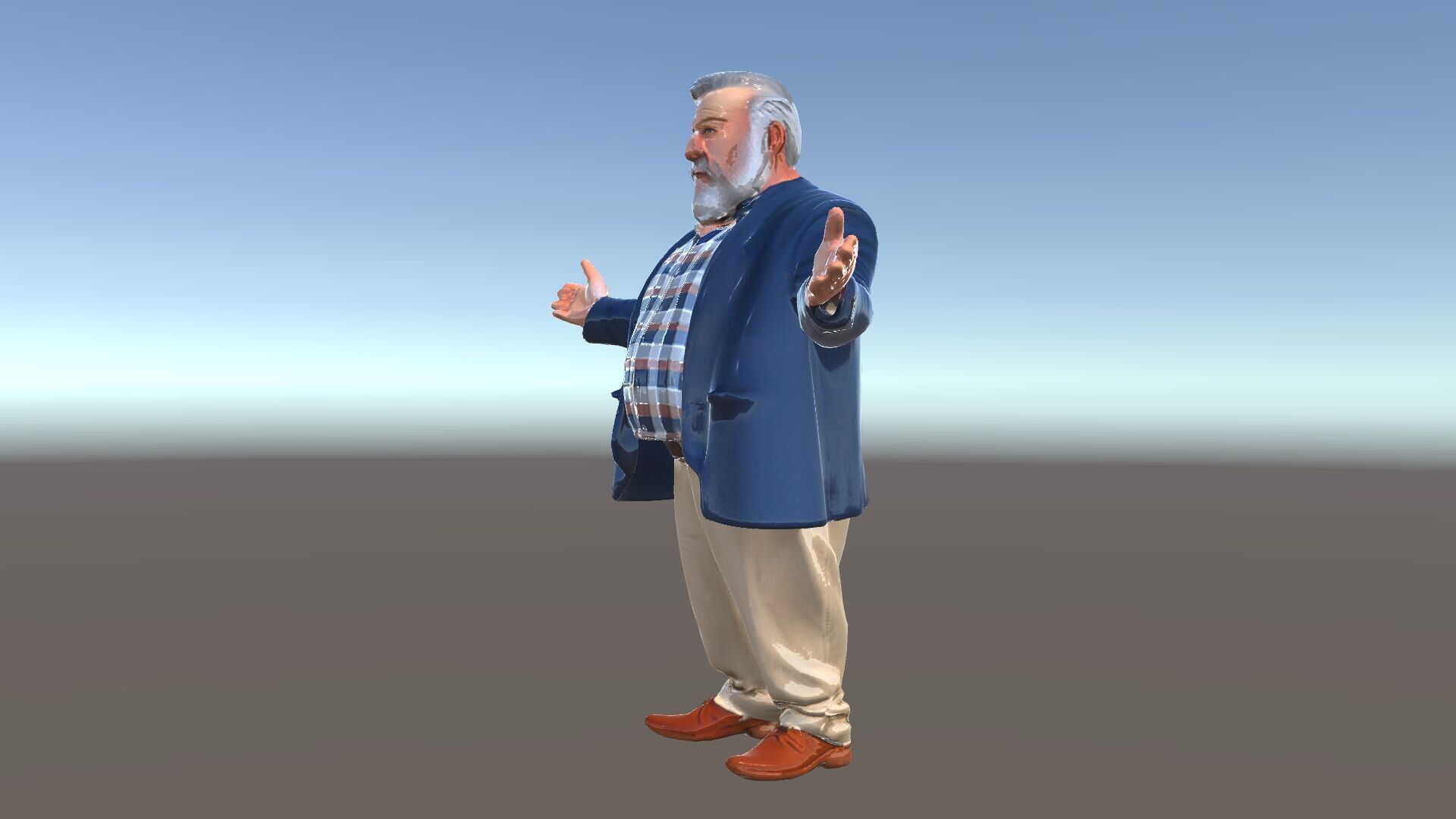 Friendly Elderly Businessman D Model in Smart Casual Attire Low-poly 3D model_30
