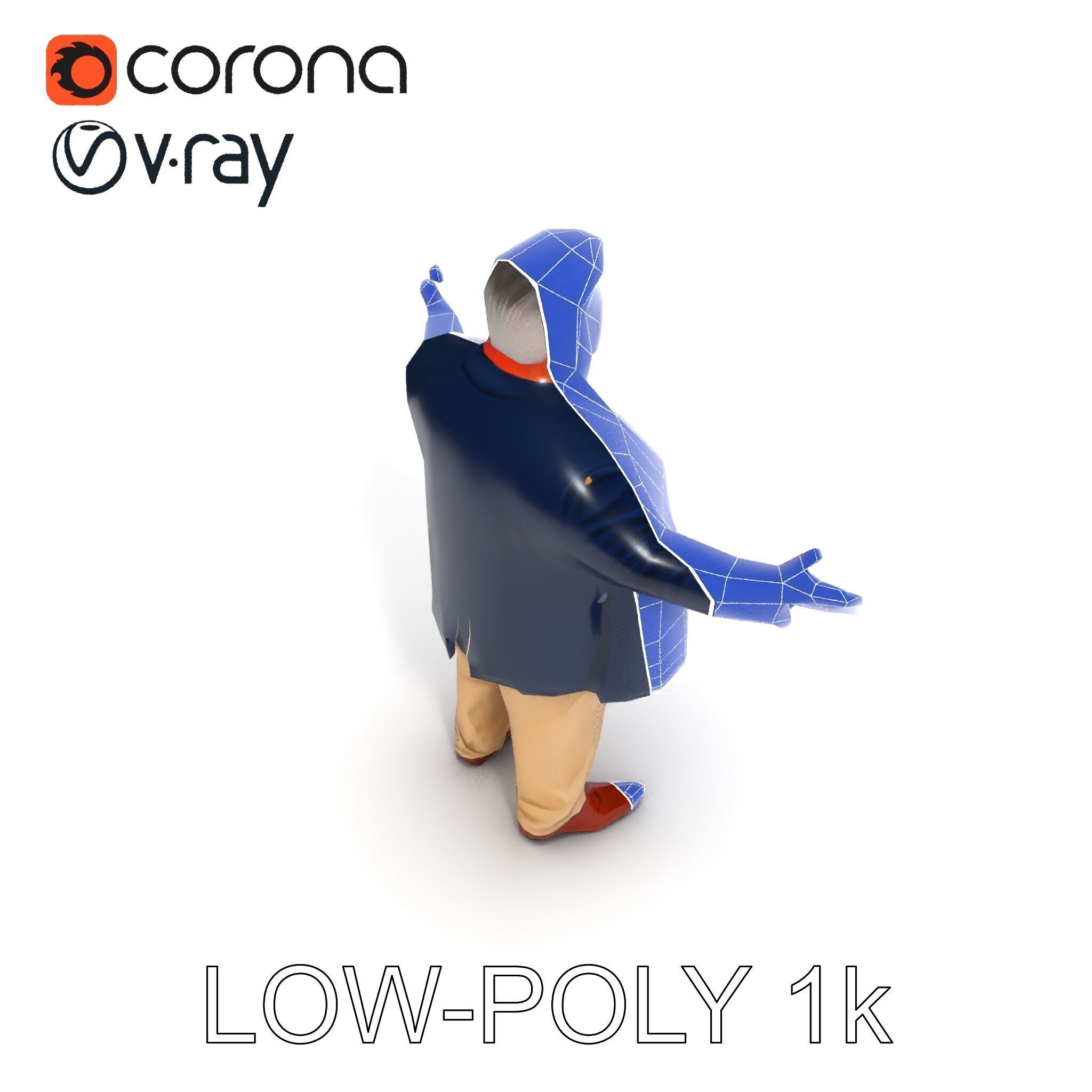 Friendly Elderly Businessman D Model in Smart Casual Attire Low-poly 3D model_7