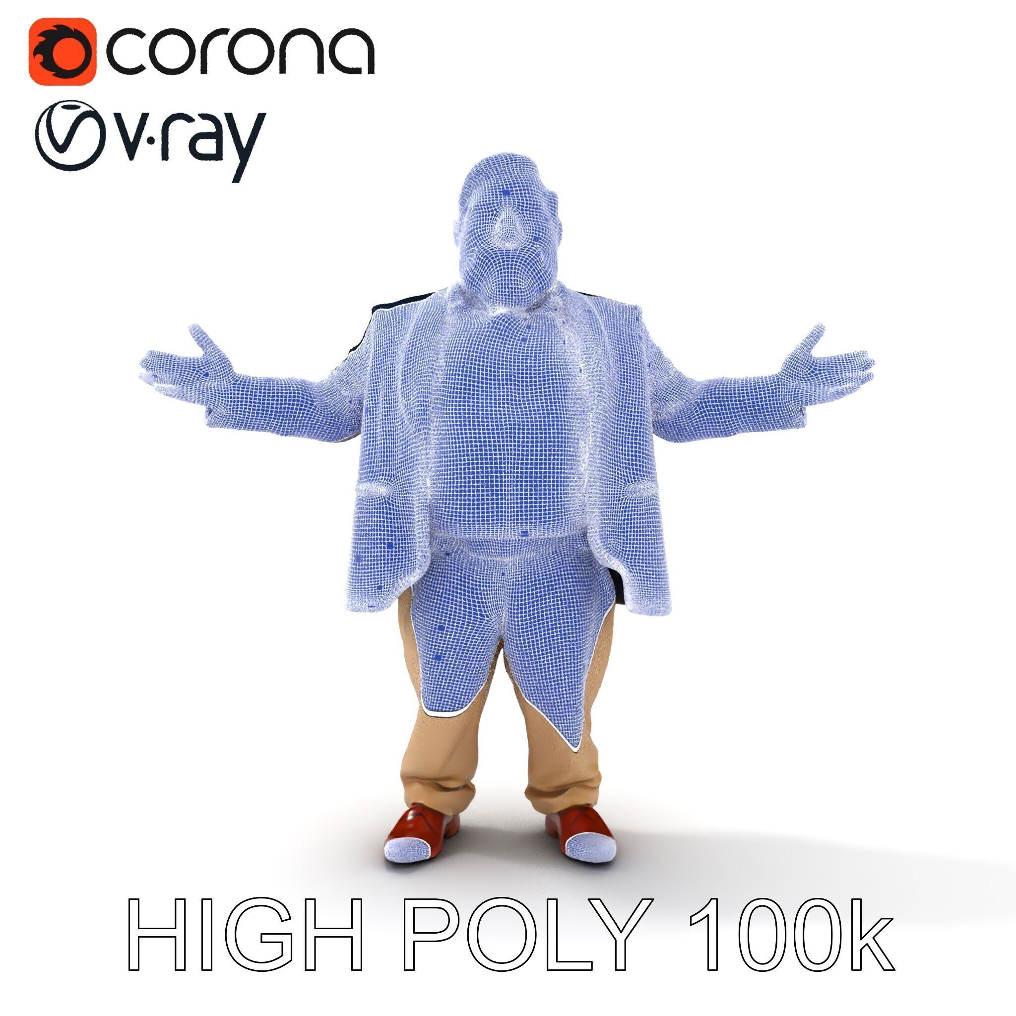 Friendly Elderly Businessman D Model in Smart Casual Attire Low-poly 3D model_15