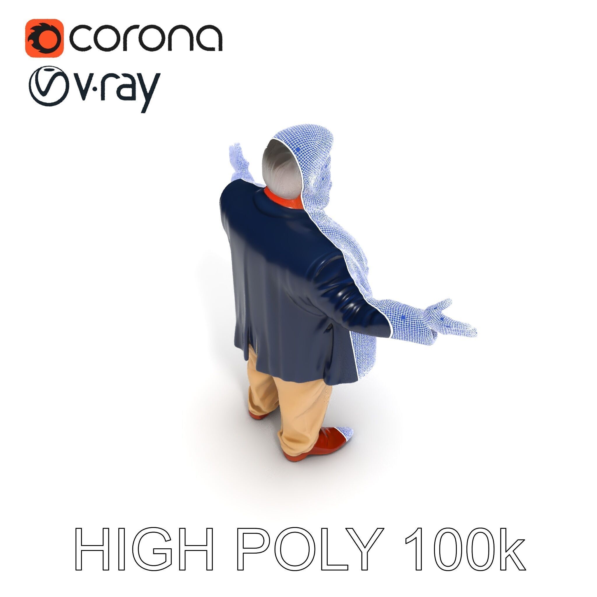 Friendly Elderly Businessman D Model in Smart Casual Attire Low-poly 3D model_21