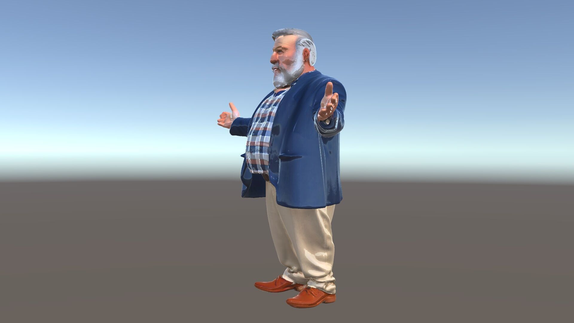 Friendly Elderly Businessman D Model in Smart Casual Attire Low-poly 3D model_5