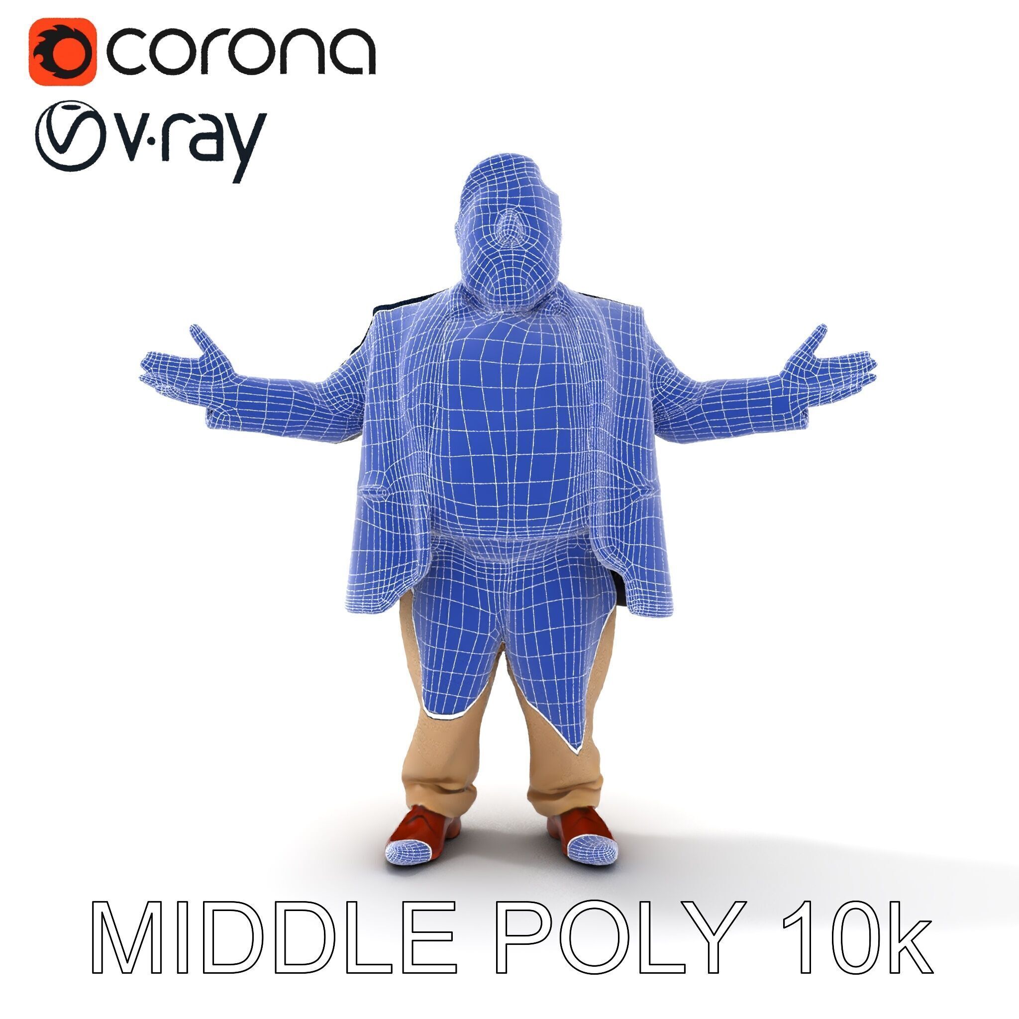 Friendly Elderly Businessman D Model in Smart Casual Attire Low-poly 3D model_16