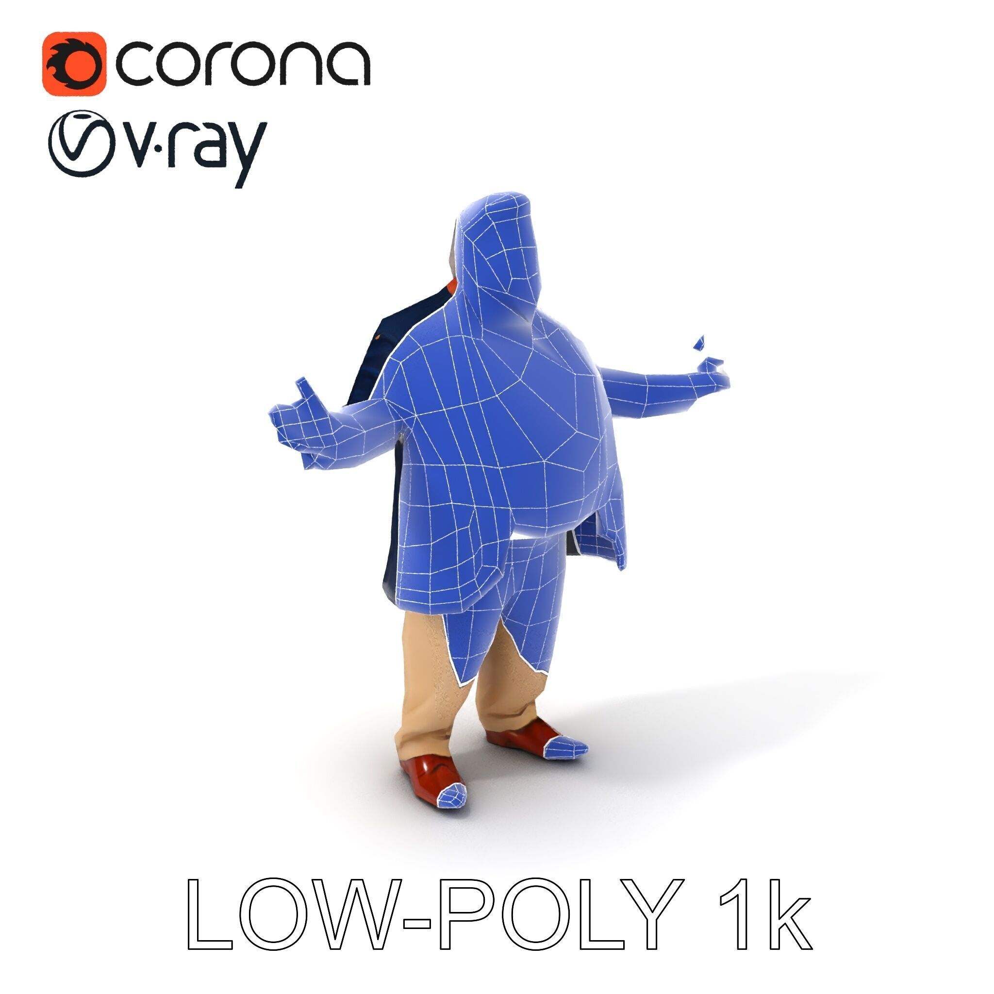 Friendly Elderly Businessman D Model in Smart Casual Attire Low-poly 3D model_9