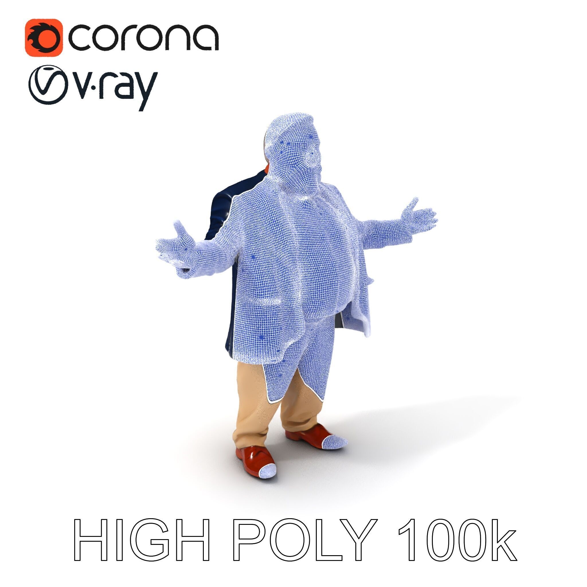 Friendly Elderly Businessman D Model in Smart Casual Attire Low-poly 3D model_3