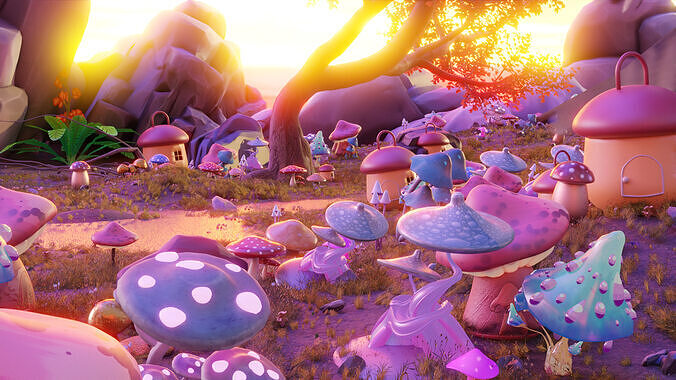Fantasy Mushroom Village